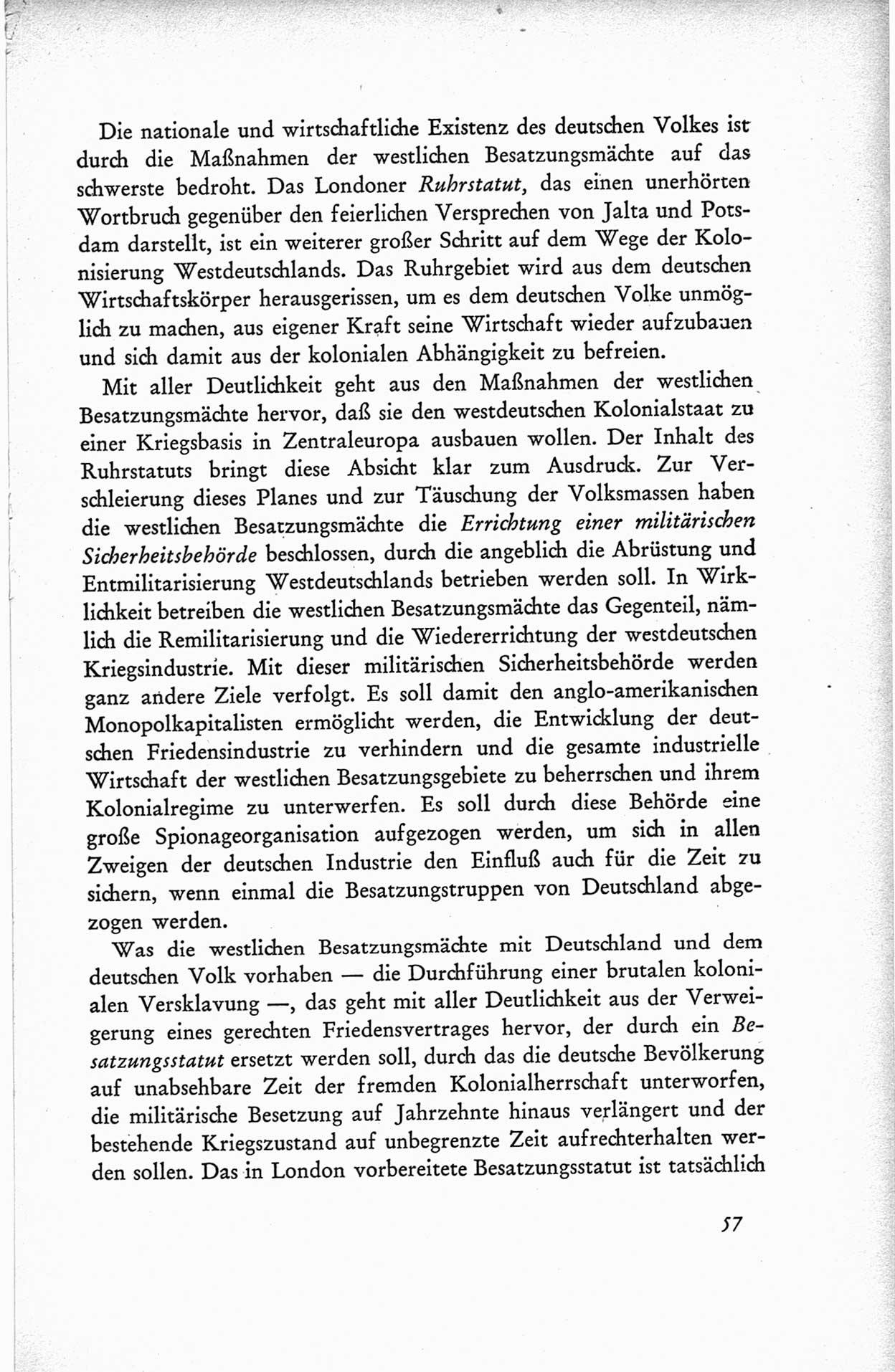 Protokoll der ersten Parteikonferenz der Sozialistischen Einheitspartei Deutschlands (SED) [Sowjetische Besatzungszone (SBZ) Deutschlands] vom 25. bis 28. Januar 1949 im Hause der Deutschen Wirtschaftskommission zu Berlin, Seite 57 (Prot. 1. PK SED SBZ Dtl. 1949, S. 57)