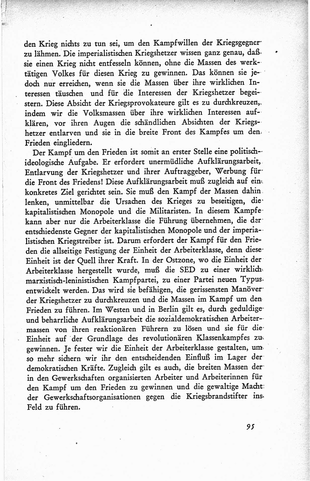 Protokoll der ersten Parteikonferenz der Sozialistischen Einheitspartei Deutschlands (SED) [Sowjetische Besatzungszone (SBZ) Deutschlands] vom 25. bis 28. Januar 1949 im Hause der Deutschen Wirtschaftskommission zu Berlin, Seite 95 (Prot. 1. PK SED SBZ Dtl. 1949, S. 95)