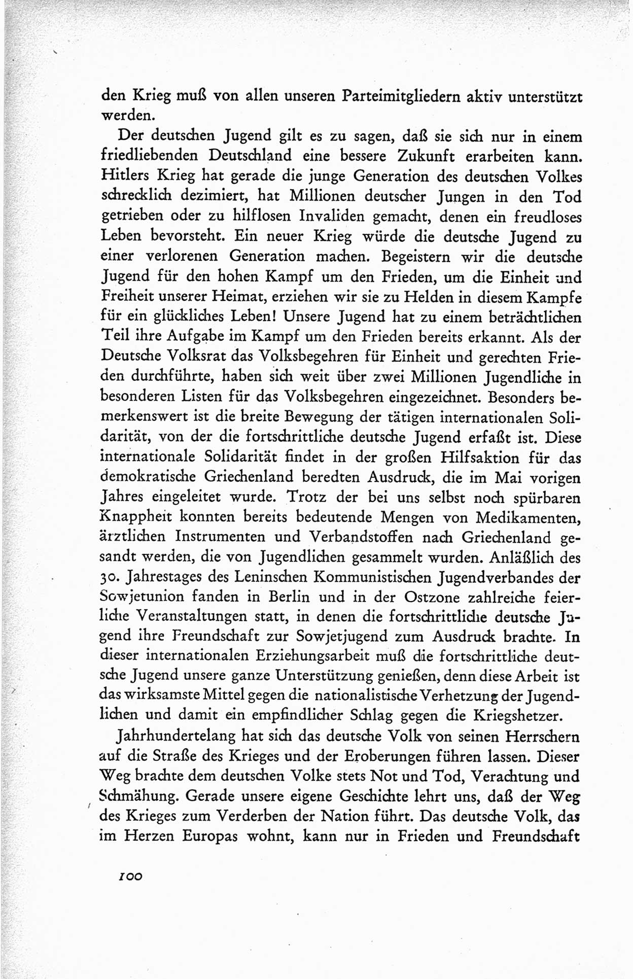 Protokoll der ersten Parteikonferenz der Sozialistischen Einheitspartei Deutschlands (SED) [Sowjetische Besatzungszone (SBZ) Deutschlands] vom 25. bis 28. Januar 1949 im Hause der Deutschen Wirtschaftskommission zu Berlin, Seite 100 (Prot. 1. PK SED SBZ Dtl. 1949, S. 100)