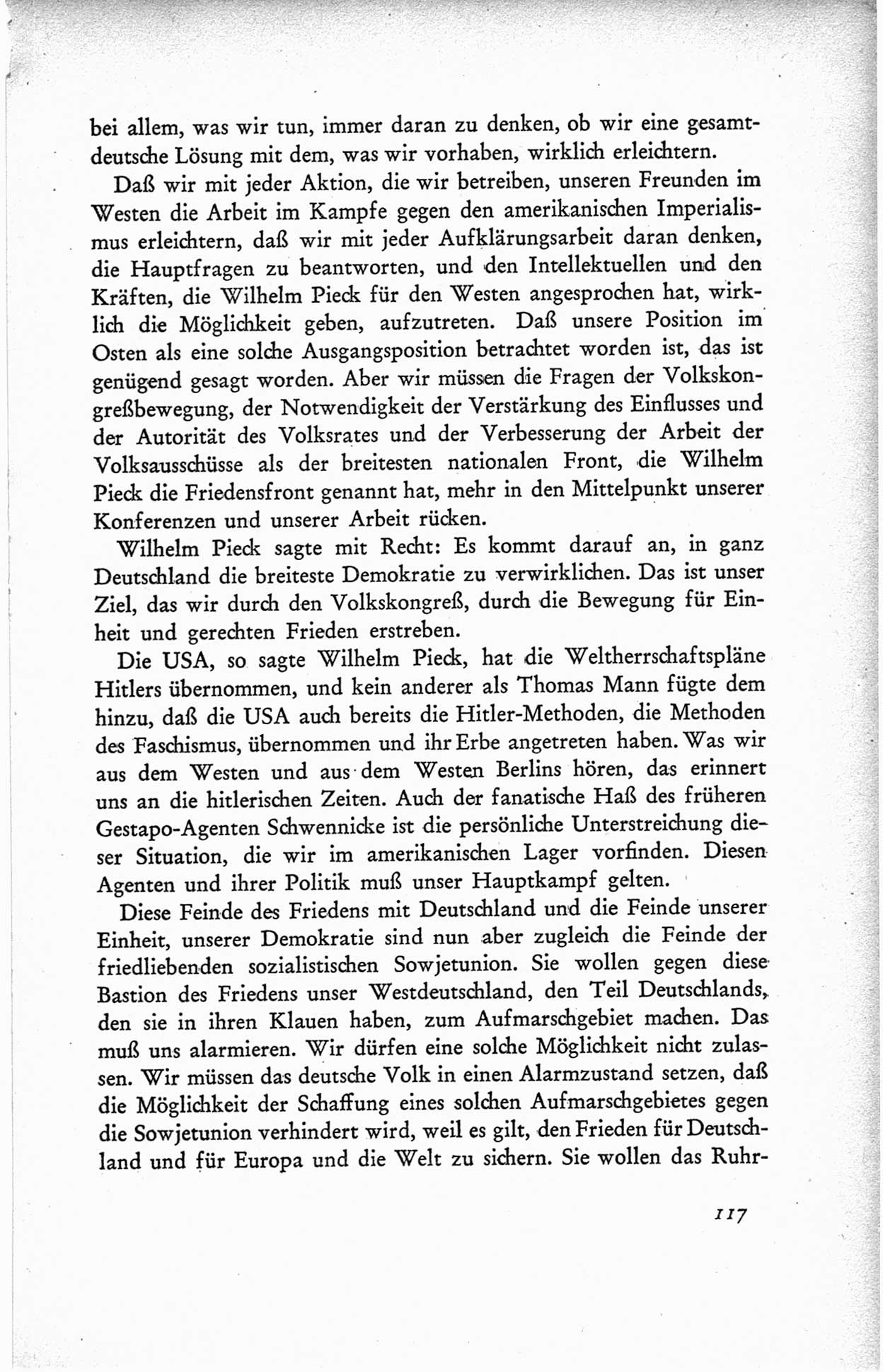 Protokoll der ersten Parteikonferenz der Sozialistischen Einheitspartei Deutschlands (SED) [Sowjetische Besatzungszone (SBZ) Deutschlands] vom 25. bis 28. Januar 1949 im Hause der Deutschen Wirtschaftskommission zu Berlin, Seite 117 (Prot. 1. PK SED SBZ Dtl. 1949, S. 117)