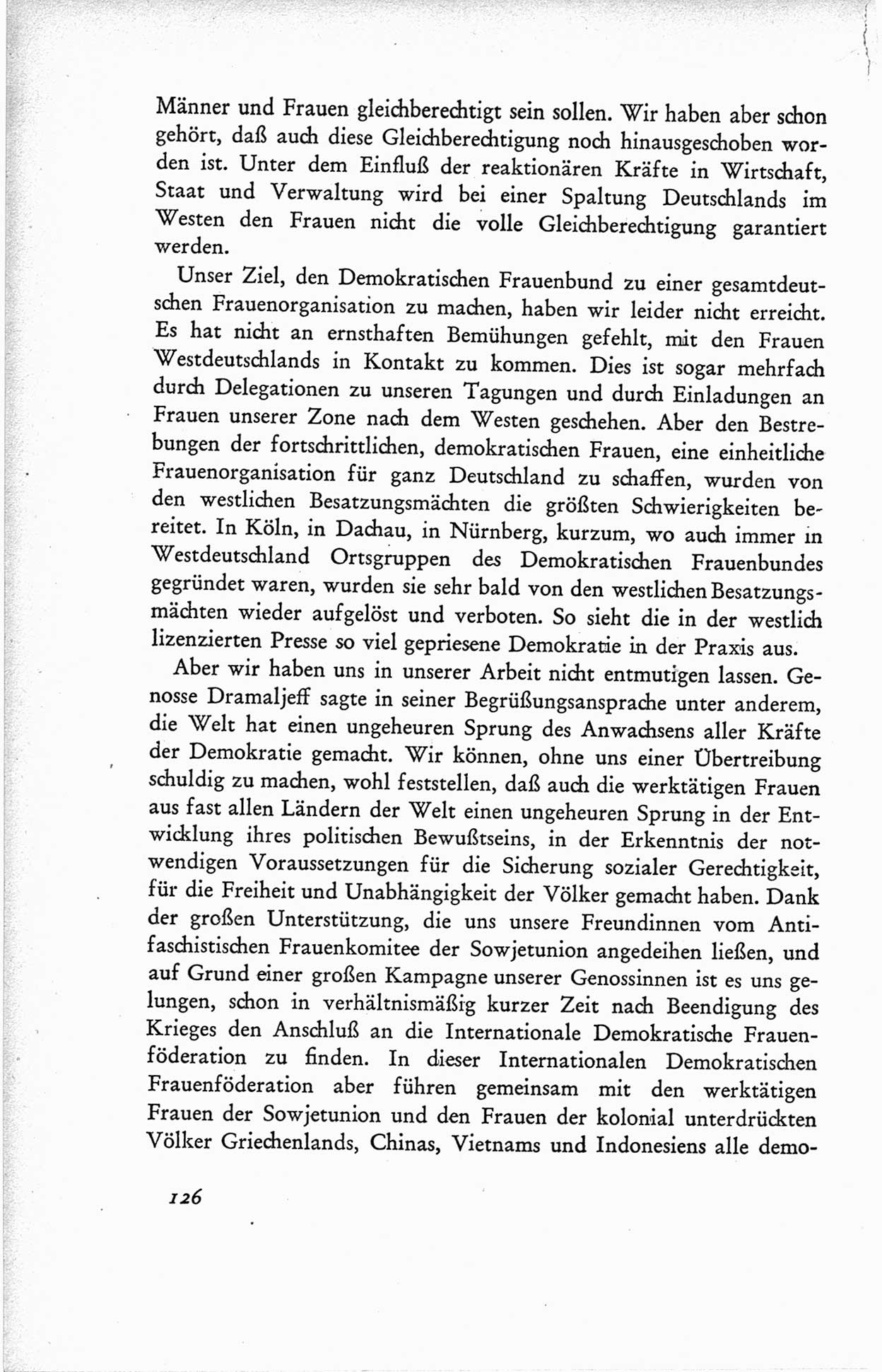 Protokoll der ersten Parteikonferenz der Sozialistischen Einheitspartei Deutschlands (SED) [Sowjetische Besatzungszone (SBZ) Deutschlands] vom 25. bis 28. Januar 1949 im Hause der Deutschen Wirtschaftskommission zu Berlin, Seite 126 (Prot. 1. PK SED SBZ Dtl. 1949, S. 126)