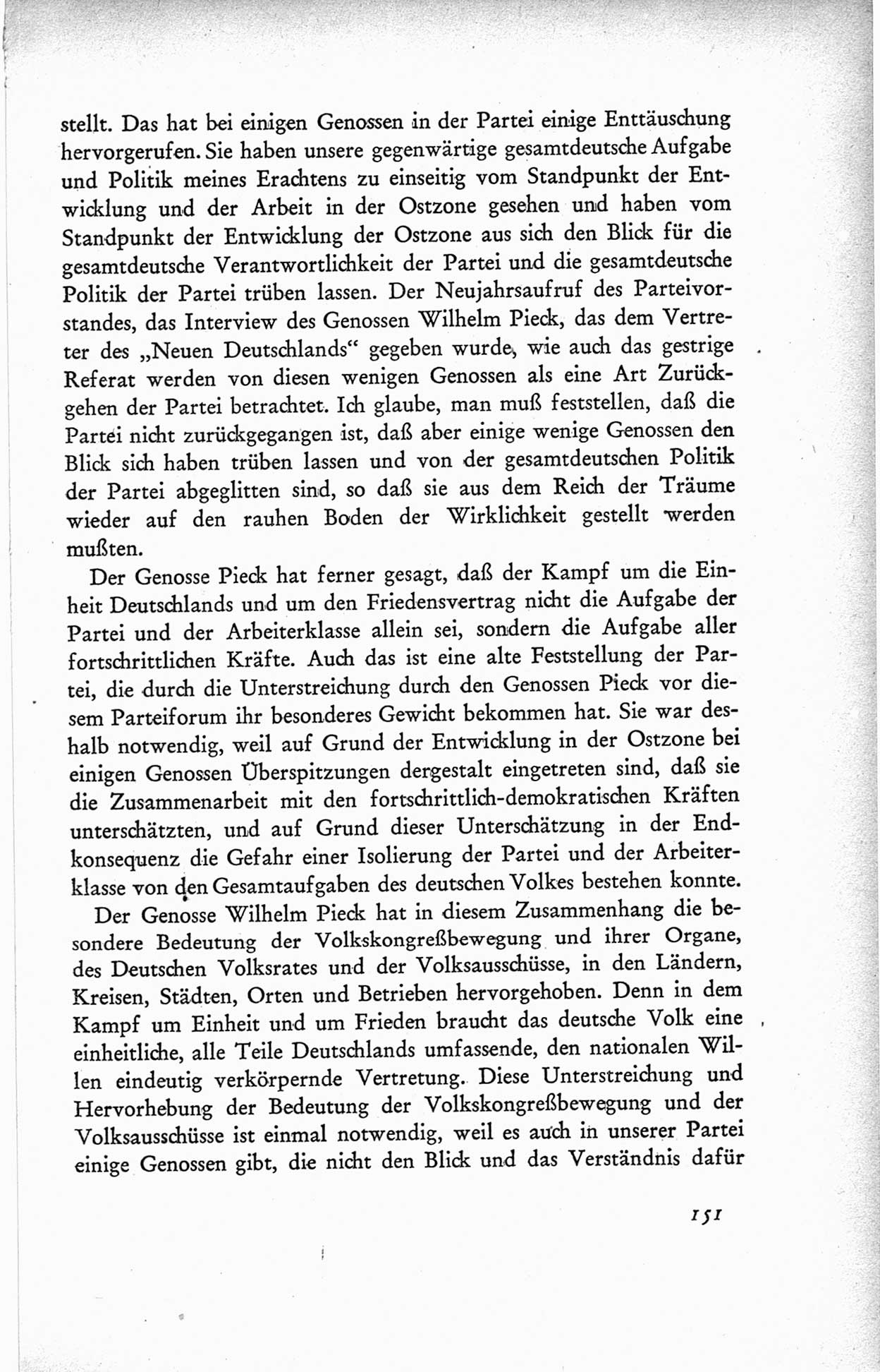 Protokoll der ersten Parteikonferenz der Sozialistischen Einheitspartei Deutschlands (SED) [Sowjetische Besatzungszone (SBZ) Deutschlands] vom 25. bis 28. Januar 1949 im Hause der Deutschen Wirtschaftskommission zu Berlin, Seite 151 (Prot. 1. PK SED SBZ Dtl. 1949, S. 151)