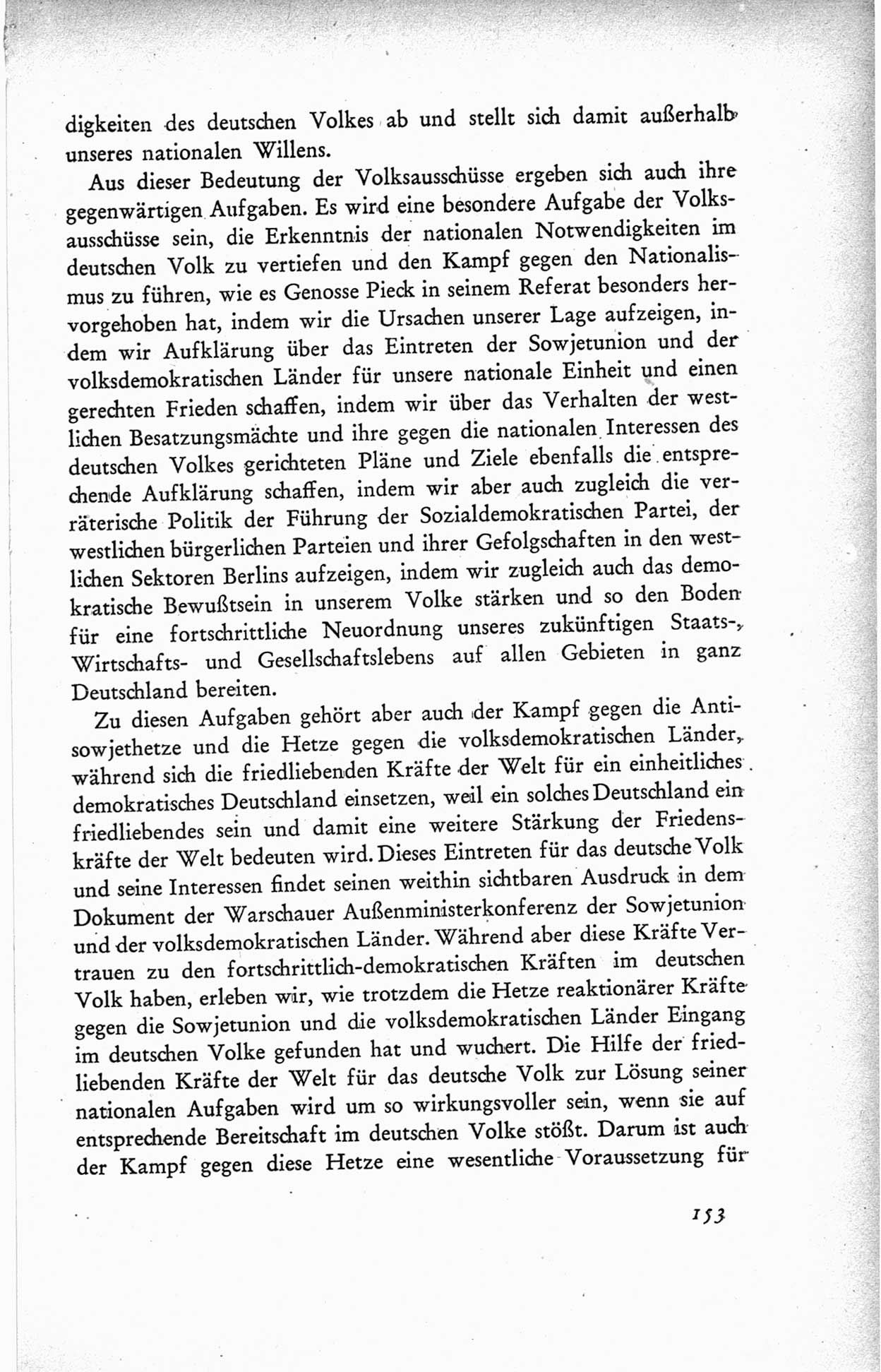 Protokoll der ersten Parteikonferenz der Sozialistischen Einheitspartei Deutschlands (SED) [Sowjetische Besatzungszone (SBZ) Deutschlands] vom 25. bis 28. Januar 1949 im Hause der Deutschen Wirtschaftskommission zu Berlin, Seite 153 (Prot. 1. PK SED SBZ Dtl. 1949, S. 153)