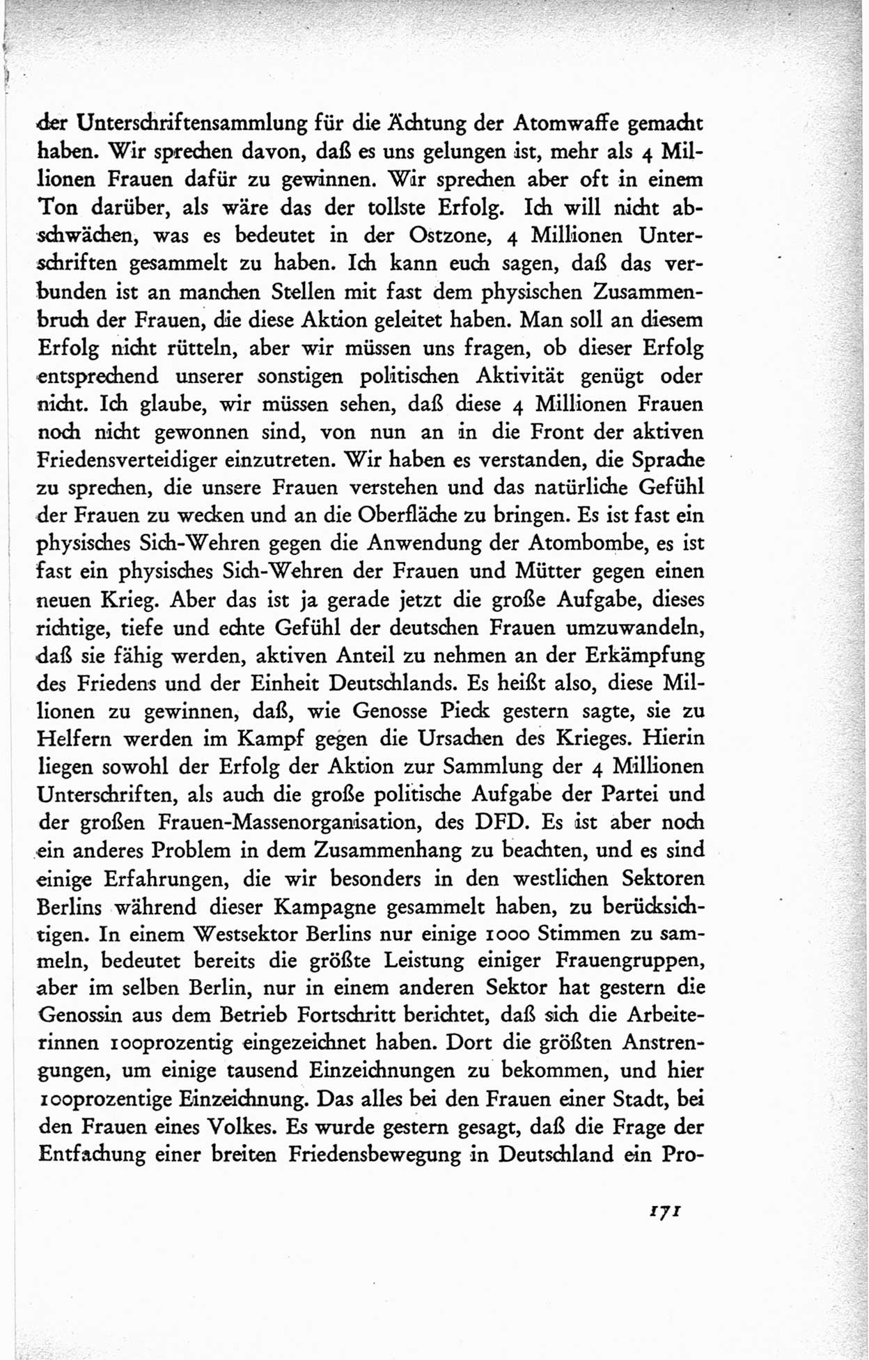 Protokoll der ersten Parteikonferenz der Sozialistischen Einheitspartei Deutschlands (SED) [Sowjetische Besatzungszone (SBZ) Deutschlands] vom 25. bis 28. Januar 1949 im Hause der Deutschen Wirtschaftskommission zu Berlin, Seite 171 (Prot. 1. PK SED SBZ Dtl. 1949, S. 171)