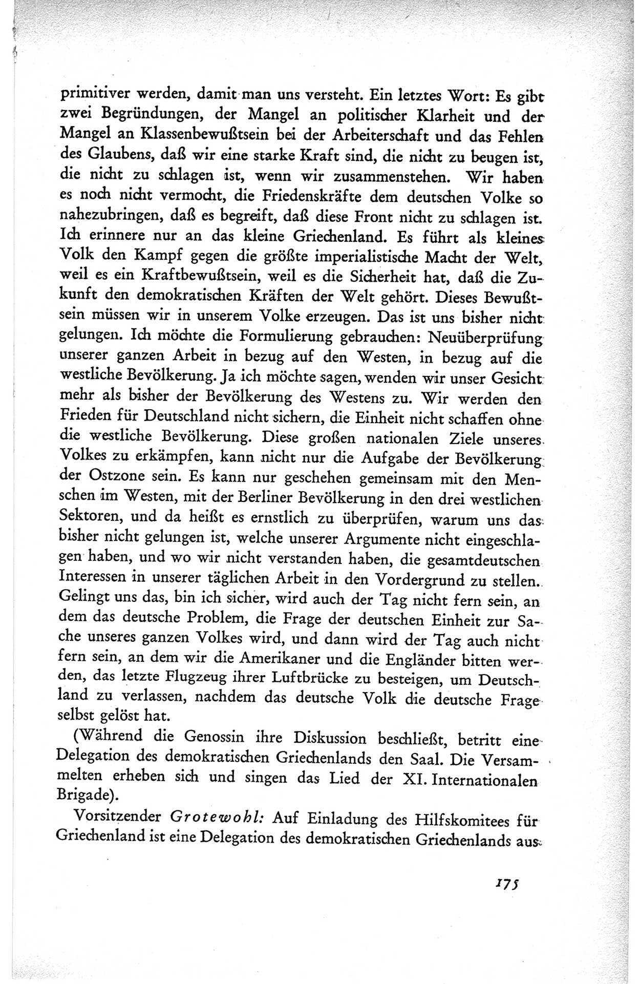 Protokoll der ersten Parteikonferenz der Sozialistischen Einheitspartei Deutschlands (SED) [Sowjetische Besatzungszone (SBZ) Deutschlands] vom 25. bis 28. Januar 1949 im Hause der Deutschen Wirtschaftskommission zu Berlin, Seite 175 (Prot. 1. PK SED SBZ Dtl. 1949, S. 175)