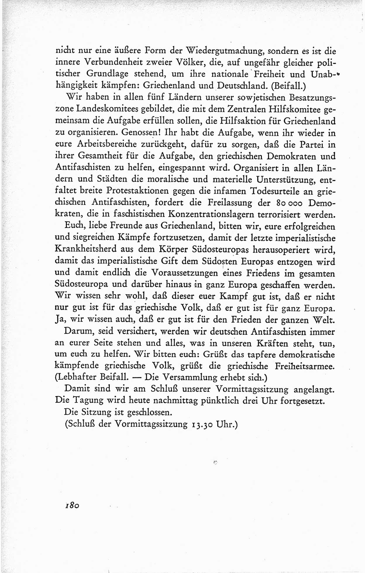 Protokoll der ersten Parteikonferenz der Sozialistischen Einheitspartei Deutschlands (SED) [Sowjetische Besatzungszone (SBZ) Deutschlands] vom 25. bis 28. Januar 1949 im Hause der Deutschen Wirtschaftskommission zu Berlin, Seite 180 (Prot. 1. PK SED SBZ Dtl. 1949, S. 180)