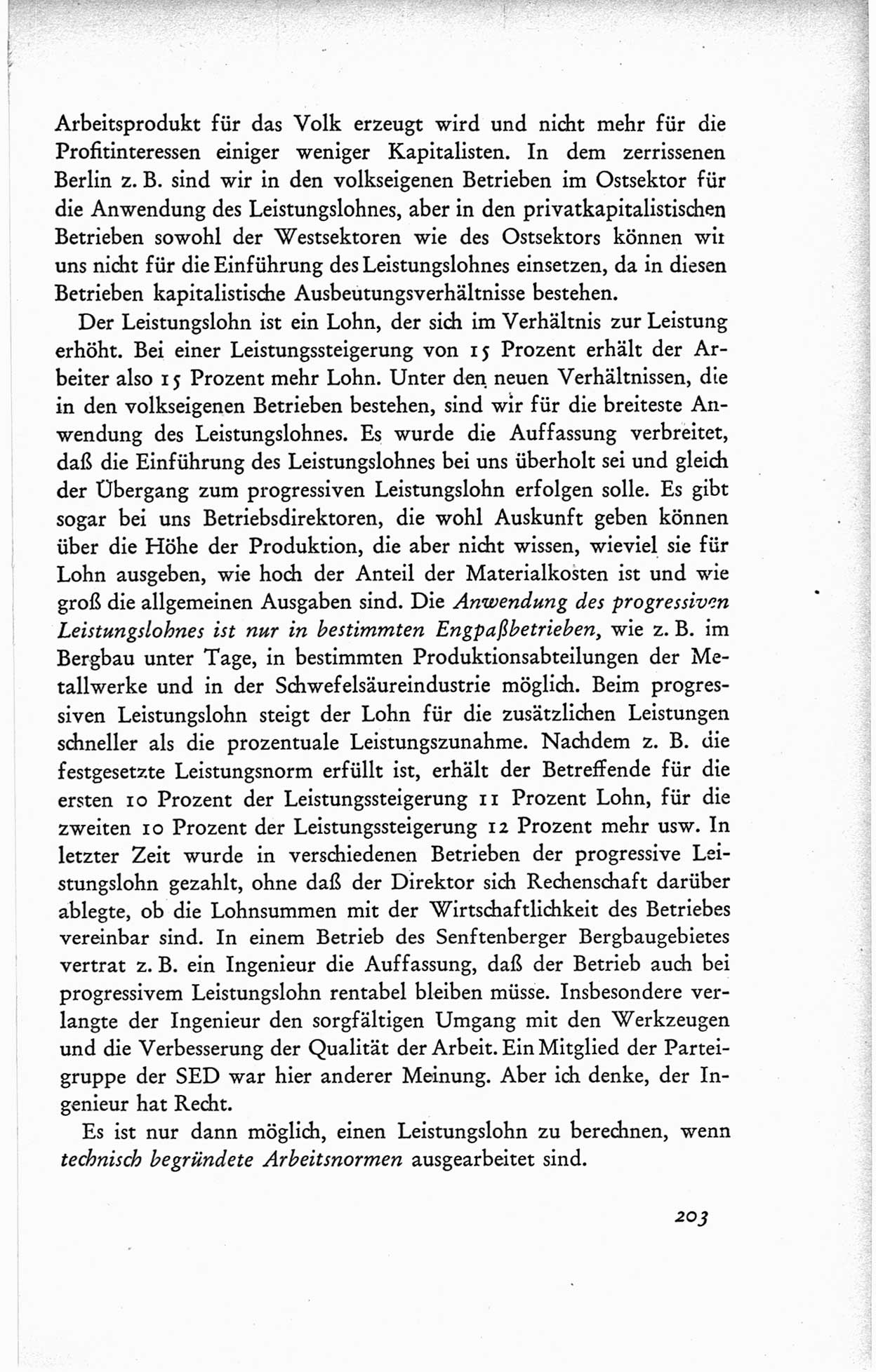 Protokoll der ersten Parteikonferenz der Sozialistischen Einheitspartei Deutschlands (SED) [Sowjetische Besatzungszone (SBZ) Deutschlands] vom 25. bis 28. Januar 1949 im Hause der Deutschen Wirtschaftskommission zu Berlin, Seite 203 (Prot. 1. PK SED SBZ Dtl. 1949, S. 203)