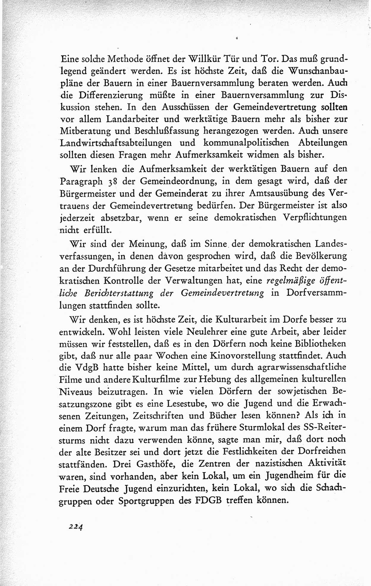 Protokoll der ersten Parteikonferenz der Sozialistischen Einheitspartei Deutschlands (SED) [Sowjetische Besatzungszone (SBZ) Deutschlands] vom 25. bis 28. Januar 1949 im Hause der Deutschen Wirtschaftskommission zu Berlin, Seite 224 (Prot. 1. PK SED SBZ Dtl. 1949, S. 224)