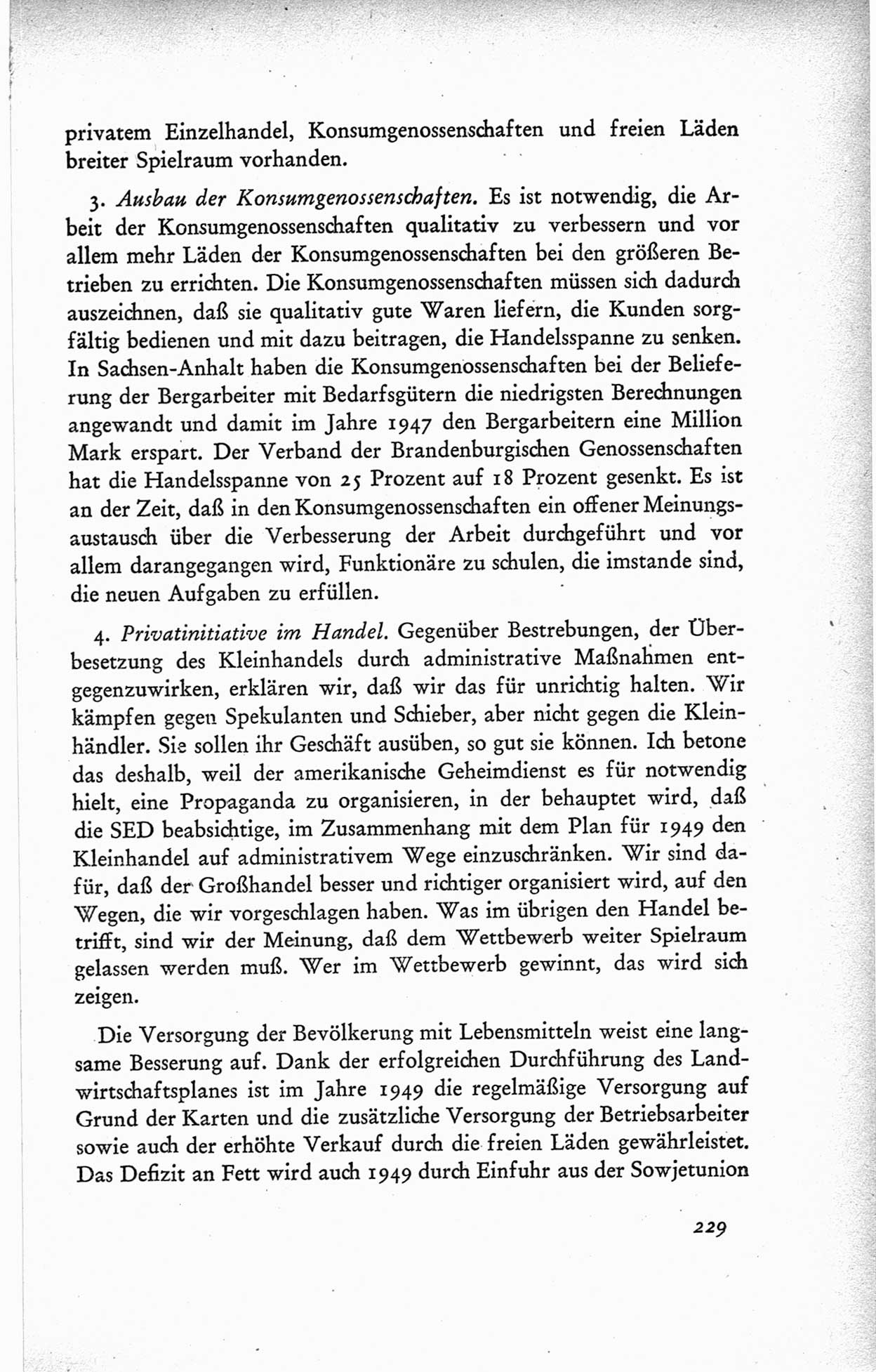 Protokoll der ersten Parteikonferenz der Sozialistischen Einheitspartei Deutschlands (SED) [Sowjetische Besatzungszone (SBZ) Deutschlands] vom 25. bis 28. Januar 1949 im Hause der Deutschen Wirtschaftskommission zu Berlin, Seite 229 (Prot. 1. PK SED SBZ Dtl. 1949, S. 229)