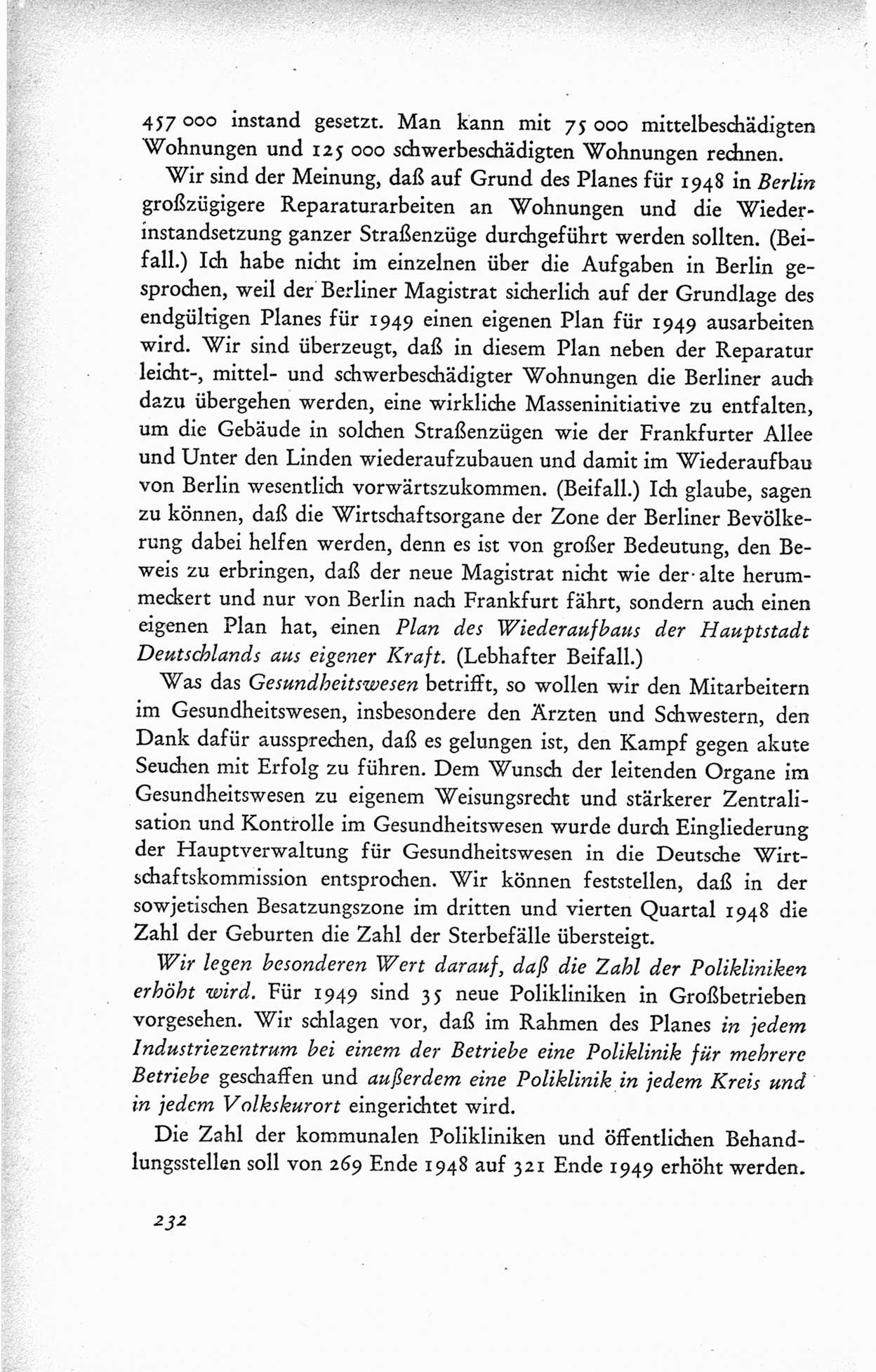 Protokoll der ersten Parteikonferenz der Sozialistischen Einheitspartei Deutschlands (SED) [Sowjetische Besatzungszone (SBZ) Deutschlands] vom 25. bis 28. Januar 1949 im Hause der Deutschen Wirtschaftskommission zu Berlin, Seite 232 (Prot. 1. PK SED SBZ Dtl. 1949, S. 232)