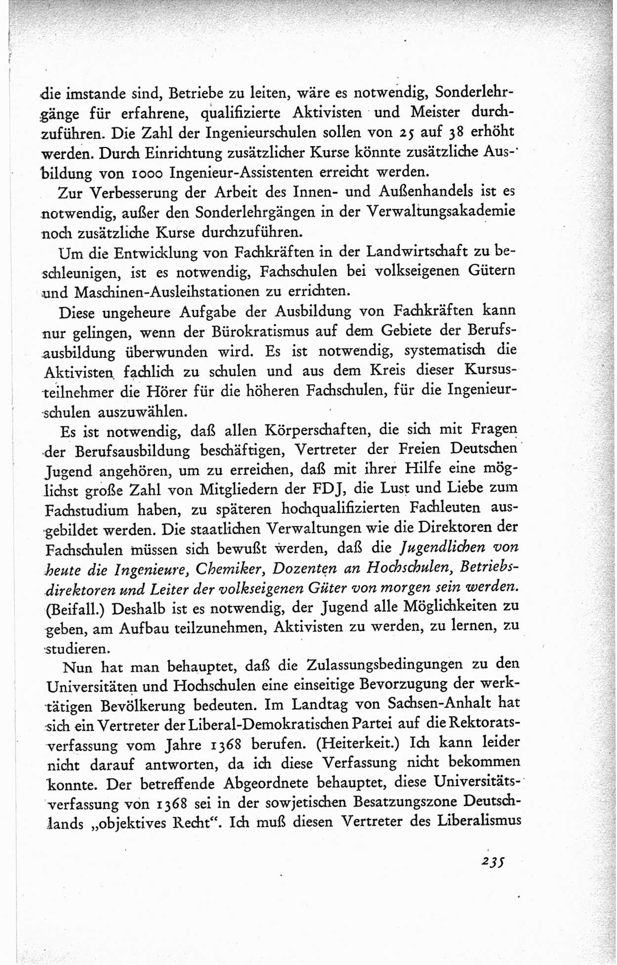 Protokoll der ersten Parteikonferenz der Sozialistischen Einheitspartei Deutschlands (SED) [Sowjetische Besatzungszone (SBZ) Deutschlands] vom 25. bis 28. Januar 1949 im Hause der Deutschen Wirtschaftskommission zu Berlin, Seite 235 (Prot. 1. PK SED SBZ Dtl. 1949, S. 235)