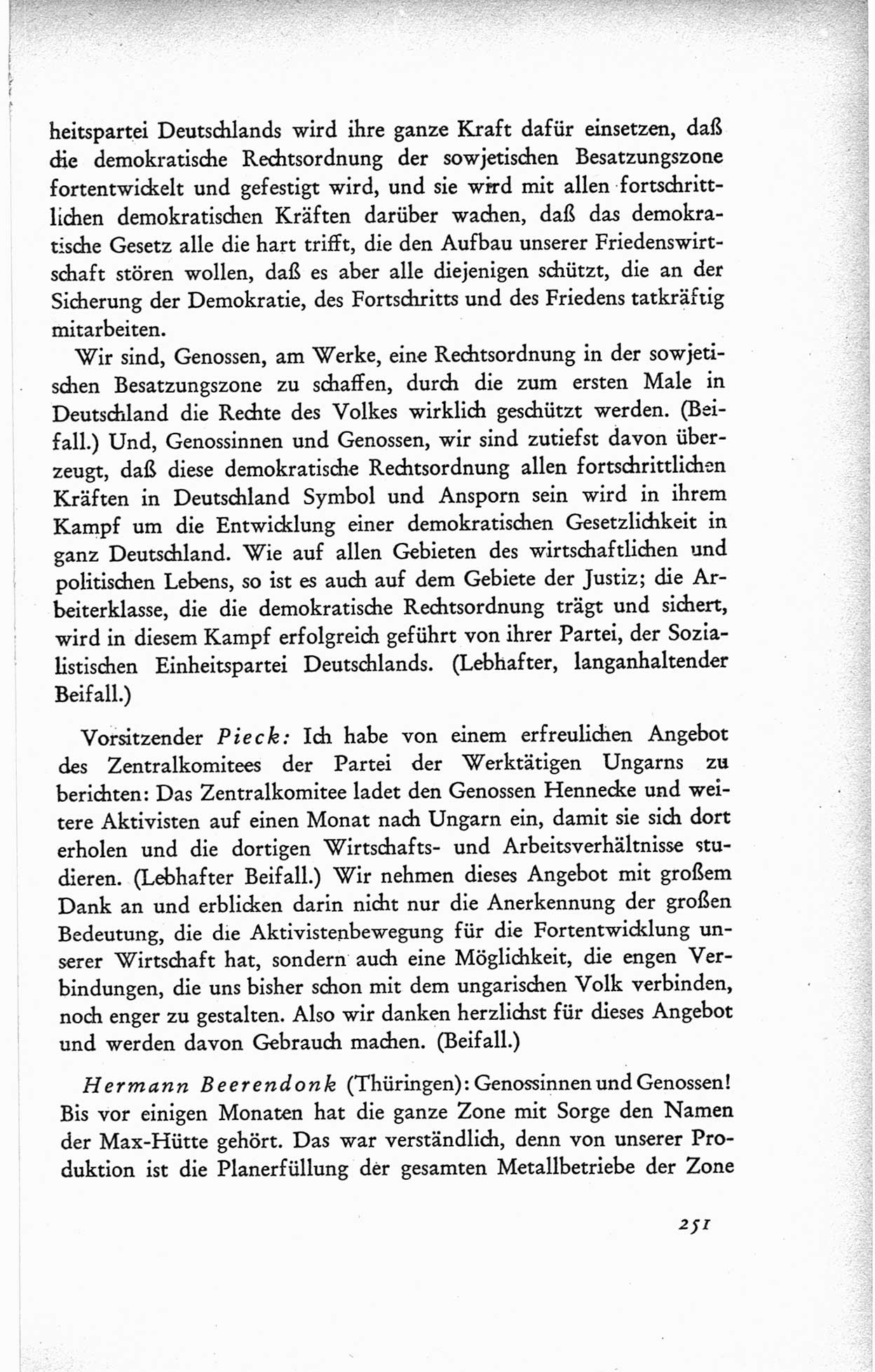 Protokoll der ersten Parteikonferenz der Sozialistischen Einheitspartei Deutschlands (SED) [Sowjetische Besatzungszone (SBZ) Deutschlands] vom 25. bis 28. Januar 1949 im Hause der Deutschen Wirtschaftskommission zu Berlin, Seite 251 (Prot. 1. PK SED SBZ Dtl. 1949, S. 251)