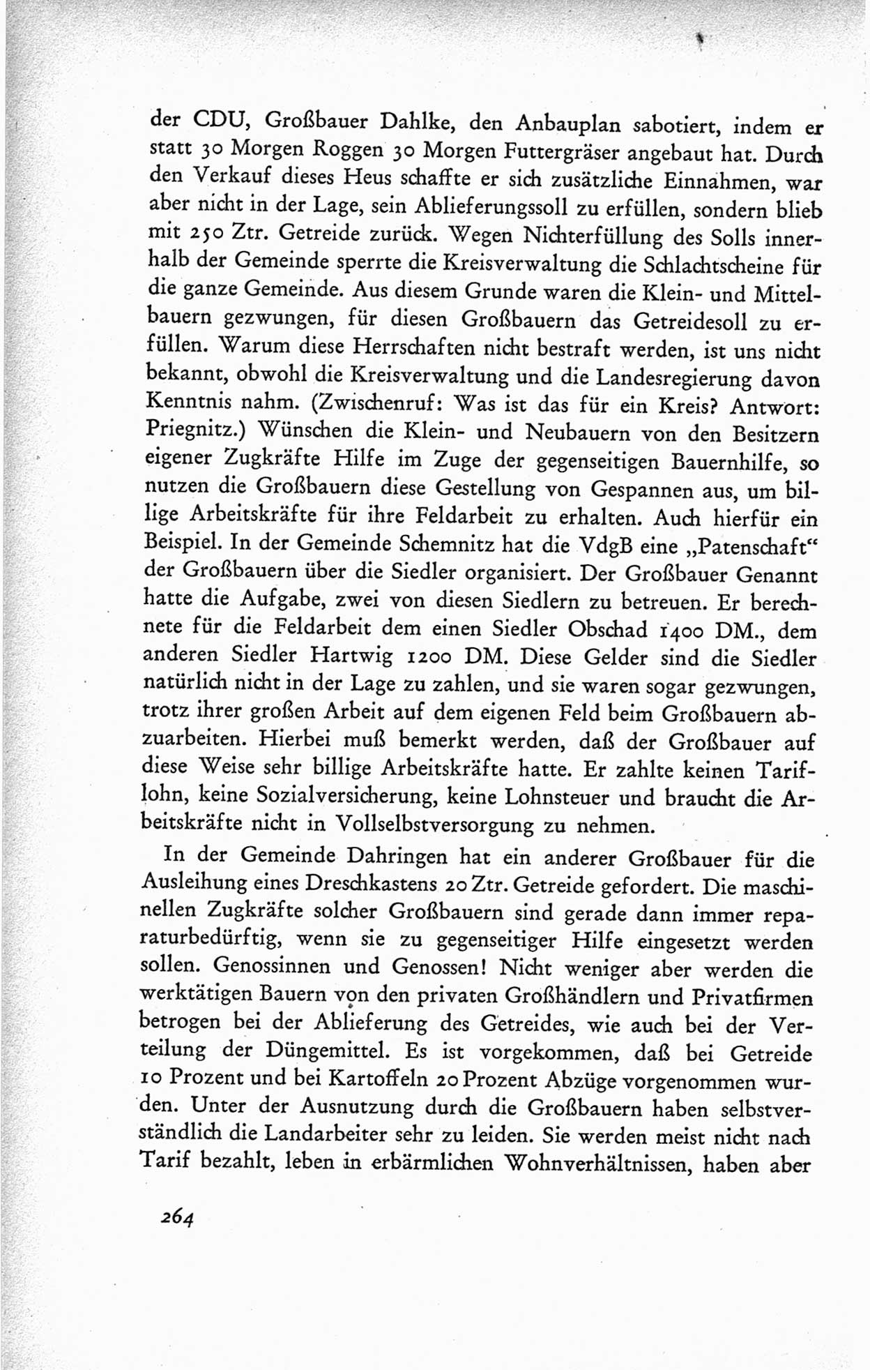 Protokoll der ersten Parteikonferenz der Sozialistischen Einheitspartei Deutschlands (SED) [Sowjetische Besatzungszone (SBZ) Deutschlands] vom 25. bis 28. Januar 1949 im Hause der Deutschen Wirtschaftskommission zu Berlin, Seite 264 (Prot. 1. PK SED SBZ Dtl. 1949, S. 264)