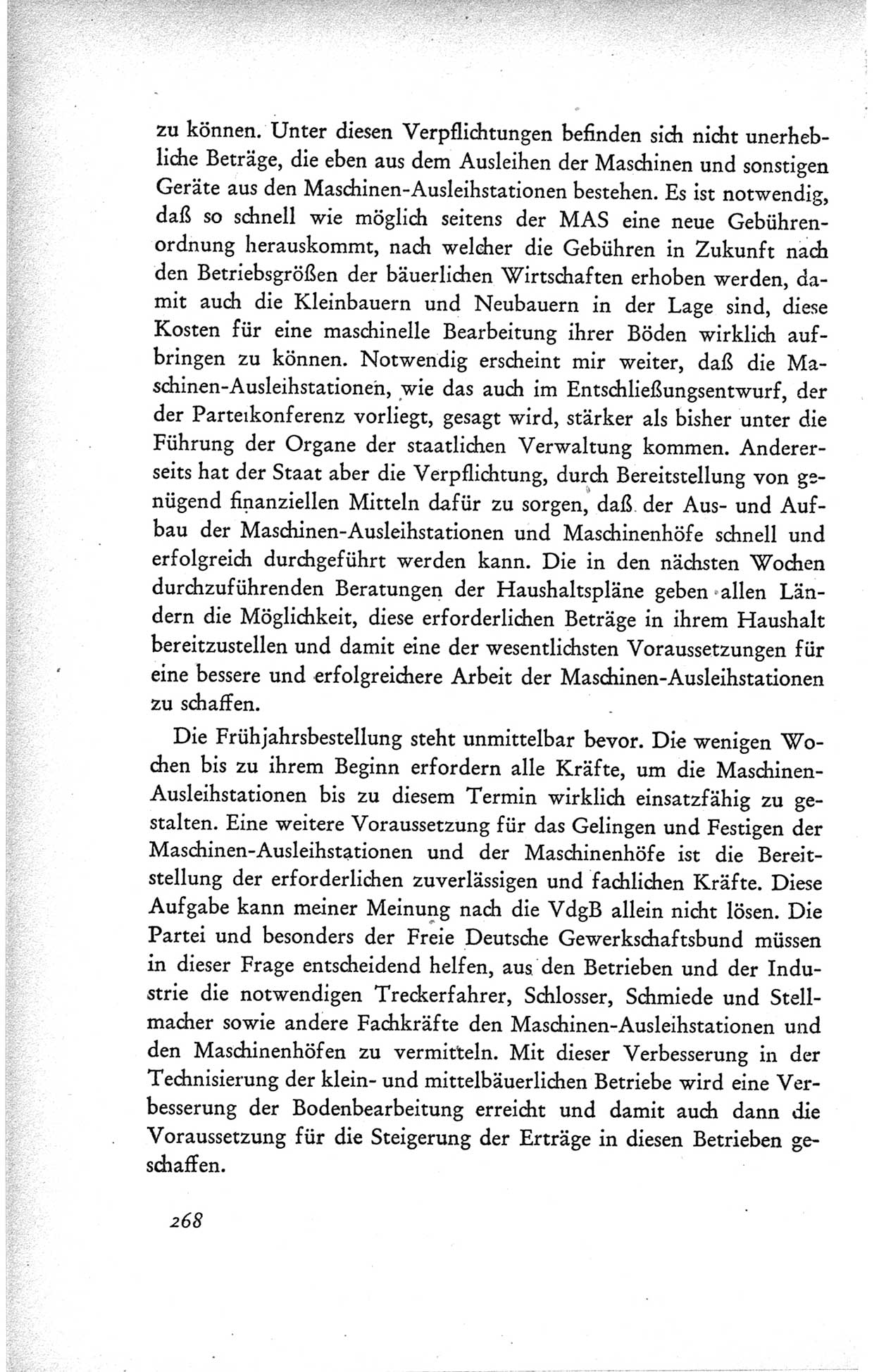 Protokoll der ersten Parteikonferenz der Sozialistischen Einheitspartei Deutschlands (SED) [Sowjetische Besatzungszone (SBZ) Deutschlands] vom 25. bis 28. Januar 1949 im Hause der Deutschen Wirtschaftskommission zu Berlin, Seite 268 (Prot. 1. PK SED SBZ Dtl. 1949, S. 268)