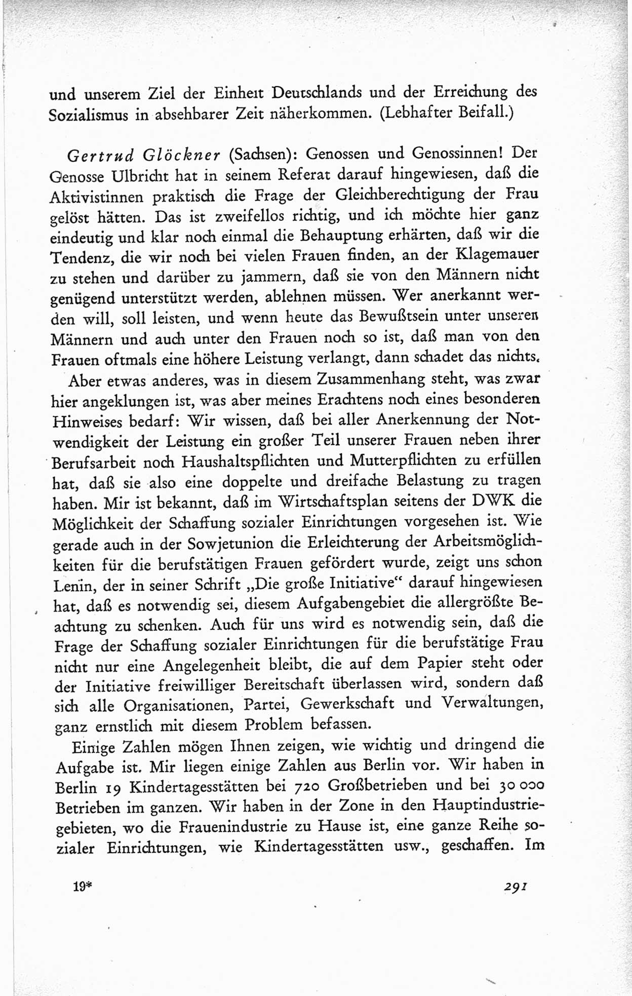 Protokoll der ersten Parteikonferenz der Sozialistischen Einheitspartei Deutschlands (SED) [Sowjetische Besatzungszone (SBZ) Deutschlands] vom 25. bis 28. Januar 1949 im Hause der Deutschen Wirtschaftskommission zu Berlin, Seite 291 (Prot. 1. PK SED SBZ Dtl. 1949, S. 291)