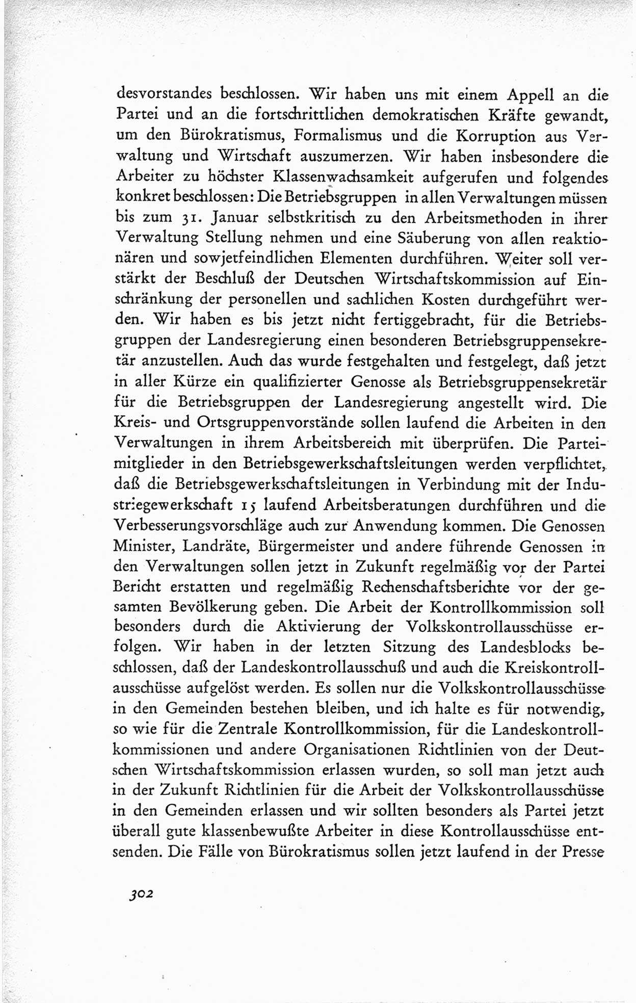 Protokoll der ersten Parteikonferenz der Sozialistischen Einheitspartei Deutschlands (SED) [Sowjetische Besatzungszone (SBZ) Deutschlands] vom 25. bis 28. Januar 1949 im Hause der Deutschen Wirtschaftskommission zu Berlin, Seite 302 (Prot. 1. PK SED SBZ Dtl. 1949, S. 302)