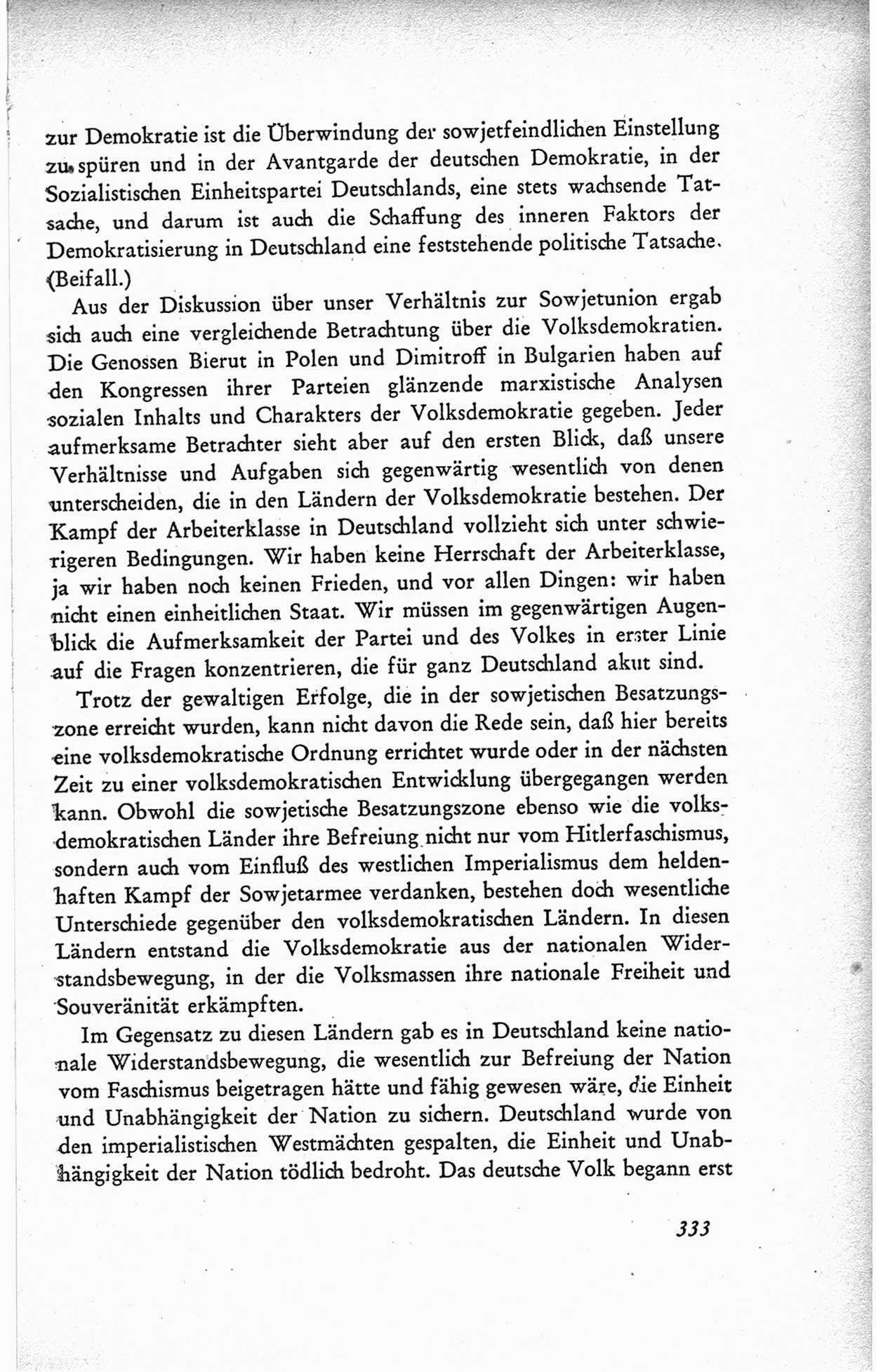 Protokoll der ersten Parteikonferenz der Sozialistischen Einheitspartei Deutschlands (SED) [Sowjetische Besatzungszone (SBZ) Deutschlands] vom 25. bis 28. Januar 1949 im Hause der Deutschen Wirtschaftskommission zu Berlin, Seite 333 (Prot. 1. PK SED SBZ Dtl. 1949, S. 333)