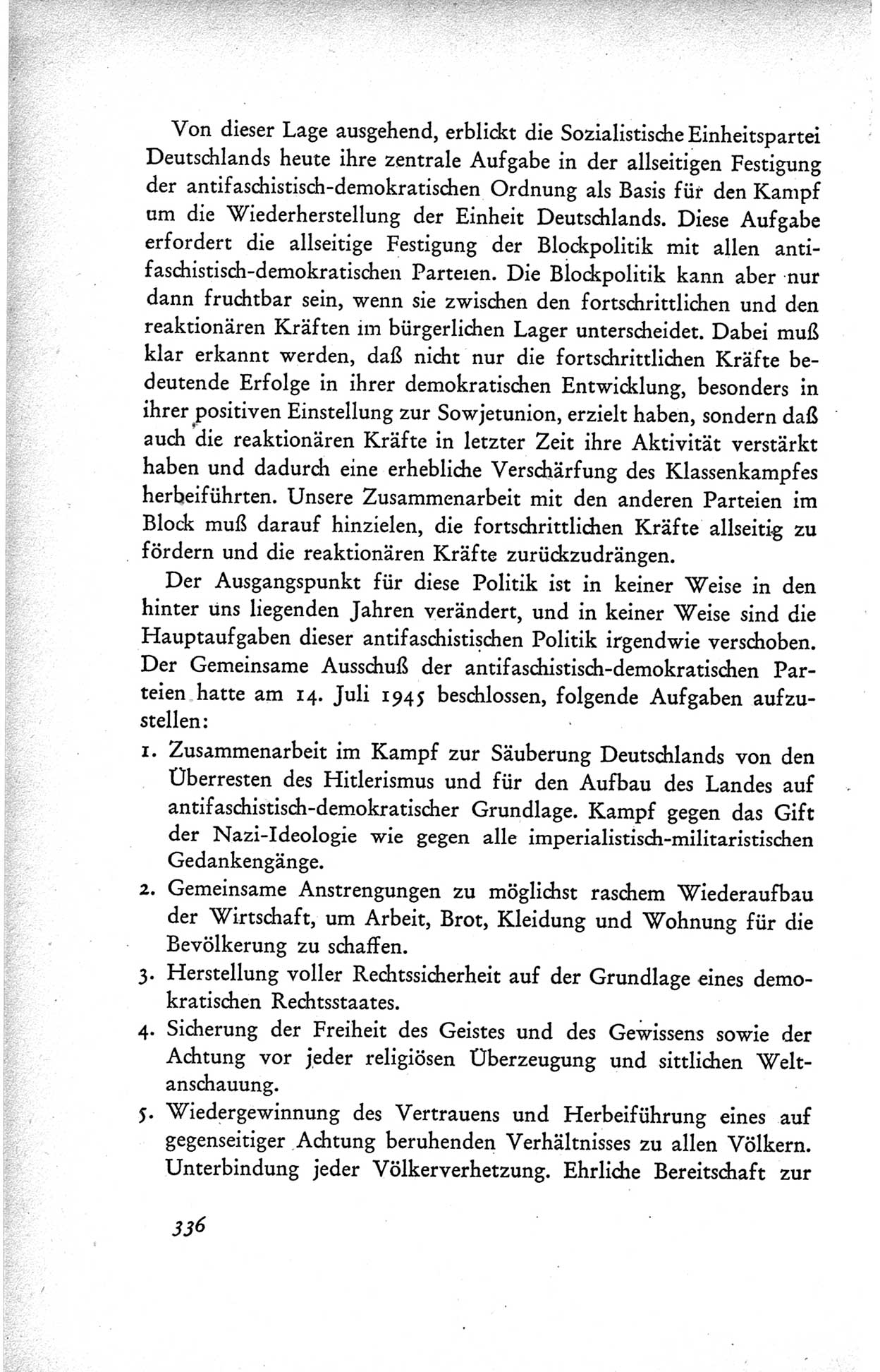 Protokoll der ersten Parteikonferenz der Sozialistischen Einheitspartei Deutschlands (SED) [Sowjetische Besatzungszone (SBZ) Deutschlands] vom 25. bis 28. Januar 1949 im Hause der Deutschen Wirtschaftskommission zu Berlin, Seite 336 (Prot. 1. PK SED SBZ Dtl. 1949, S. 336)