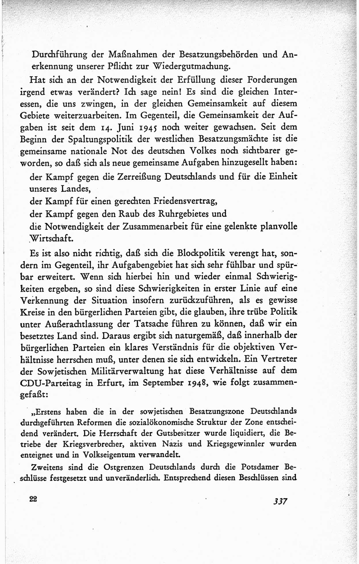 Protokoll der ersten Parteikonferenz der Sozialistischen Einheitspartei Deutschlands (SED) [Sowjetische Besatzungszone (SBZ) Deutschlands] vom 25. bis 28. Januar 1949 im Hause der Deutschen Wirtschaftskommission zu Berlin, Seite 337 (Prot. 1. PK SED SBZ Dtl. 1949, S. 337)