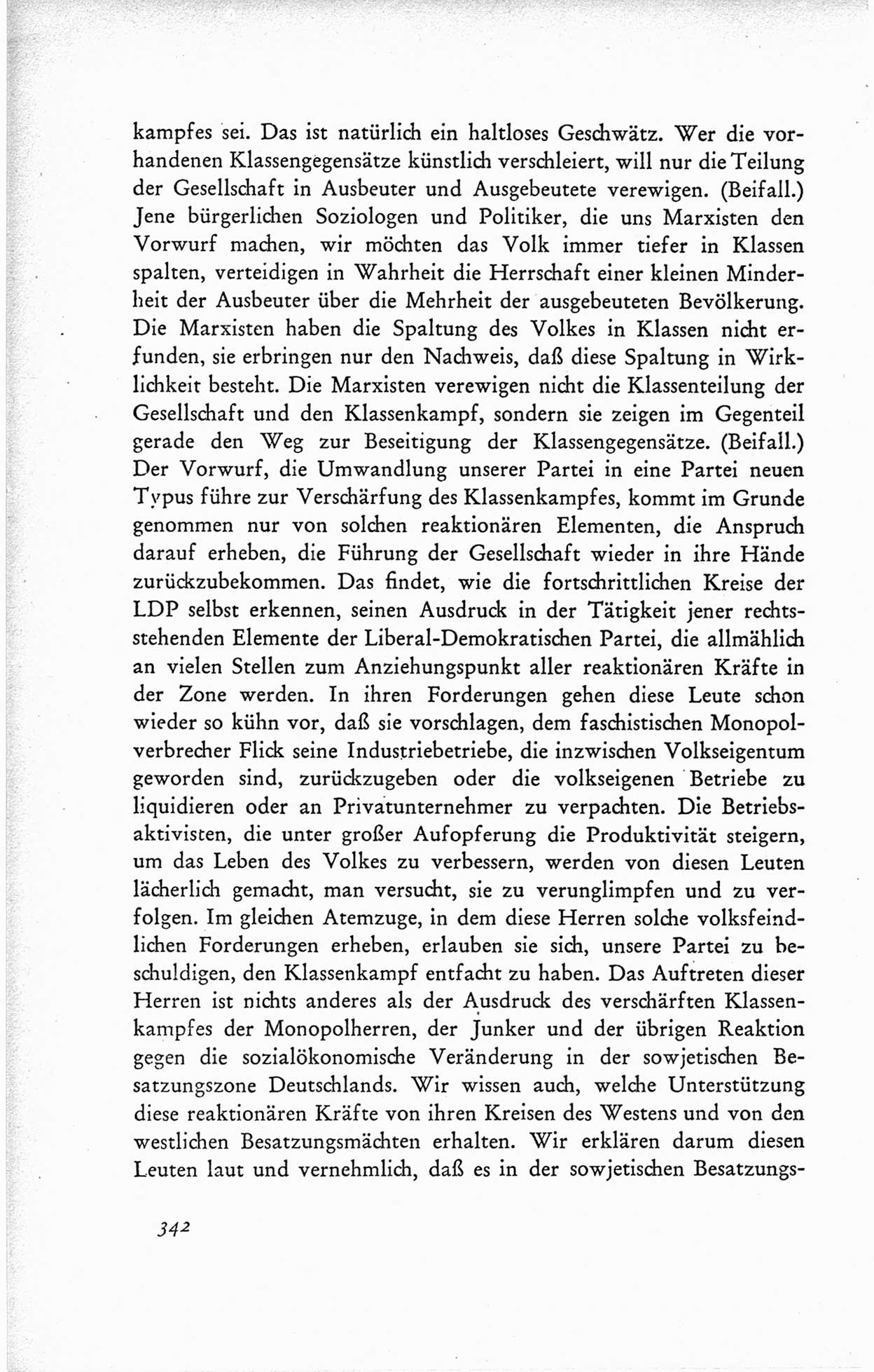 Protokoll der ersten Parteikonferenz der Sozialistischen Einheitspartei Deutschlands (SED) [Sowjetische Besatzungszone (SBZ) Deutschlands] vom 25. bis 28. Januar 1949 im Hause der Deutschen Wirtschaftskommission zu Berlin, Seite 342 (Prot. 1. PK SED SBZ Dtl. 1949, S. 342)