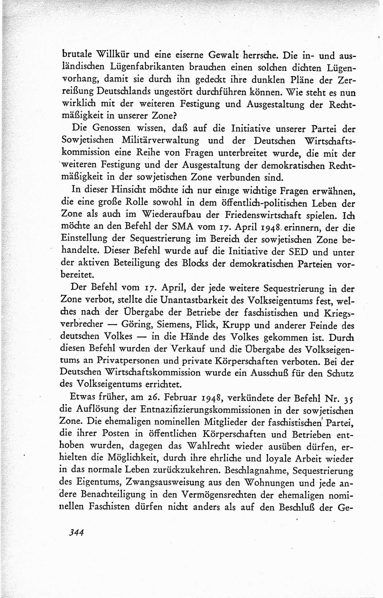 Protokoll der ersten Parteikonferenz der Sozialistischen Einheitspartei Deutschlands (SED) [Sowjetische Besatzungszone (SBZ) Deutschlands] vom 25. bis 28. Januar 1949 im Hause der Deutschen Wirtschaftskommission zu Berlin, Seite 344 (Prot. 1. PK SED SBZ Dtl. 1949, S. 344)