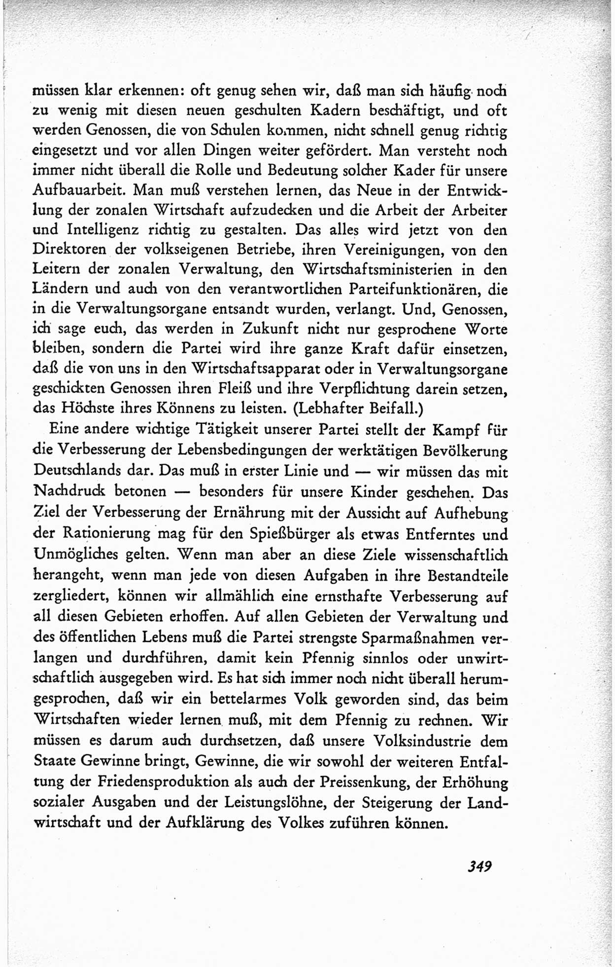 Protokoll der ersten Parteikonferenz der Sozialistischen Einheitspartei Deutschlands (SED) [Sowjetische Besatzungszone (SBZ) Deutschlands] vom 25. bis 28. Januar 1949 im Hause der Deutschen Wirtschaftskommission zu Berlin, Seite 349 (Prot. 1. PK SED SBZ Dtl. 1949, S. 349)