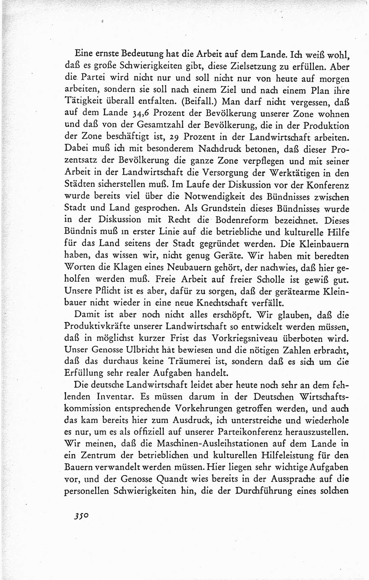 Protokoll der ersten Parteikonferenz der Sozialistischen Einheitspartei Deutschlands (SED) [Sowjetische Besatzungszone (SBZ) Deutschlands] vom 25. bis 28. Januar 1949 im Hause der Deutschen Wirtschaftskommission zu Berlin, Seite 350 (Prot. 1. PK SED SBZ Dtl. 1949, S. 350)