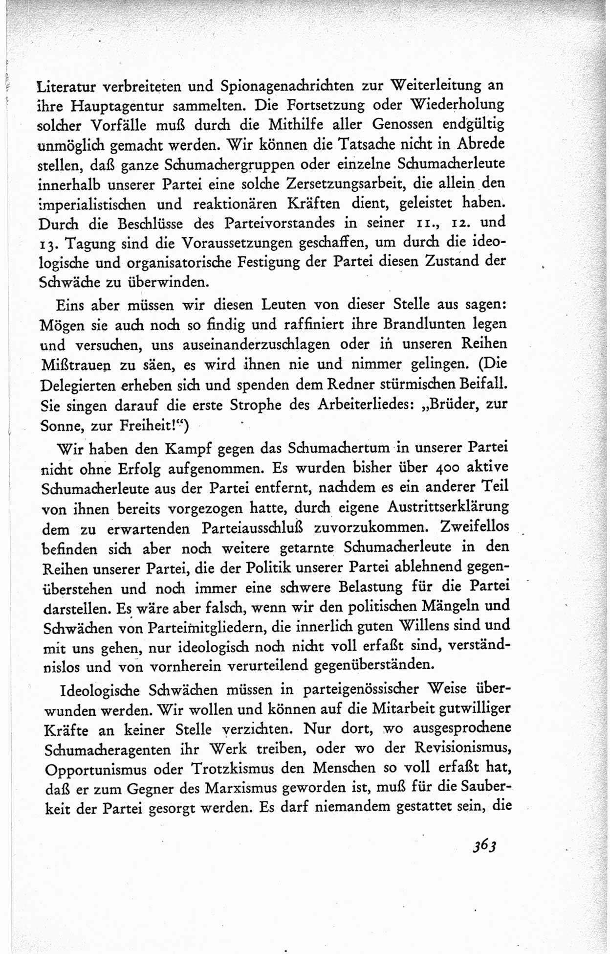 Protokoll der ersten Parteikonferenz der Sozialistischen Einheitspartei Deutschlands (SED) [Sowjetische Besatzungszone (SBZ) Deutschlands] vom 25. bis 28. Januar 1949 im Hause der Deutschen Wirtschaftskommission zu Berlin, Seite 363 (Prot. 1. PK SED SBZ Dtl. 1949, S. 363)