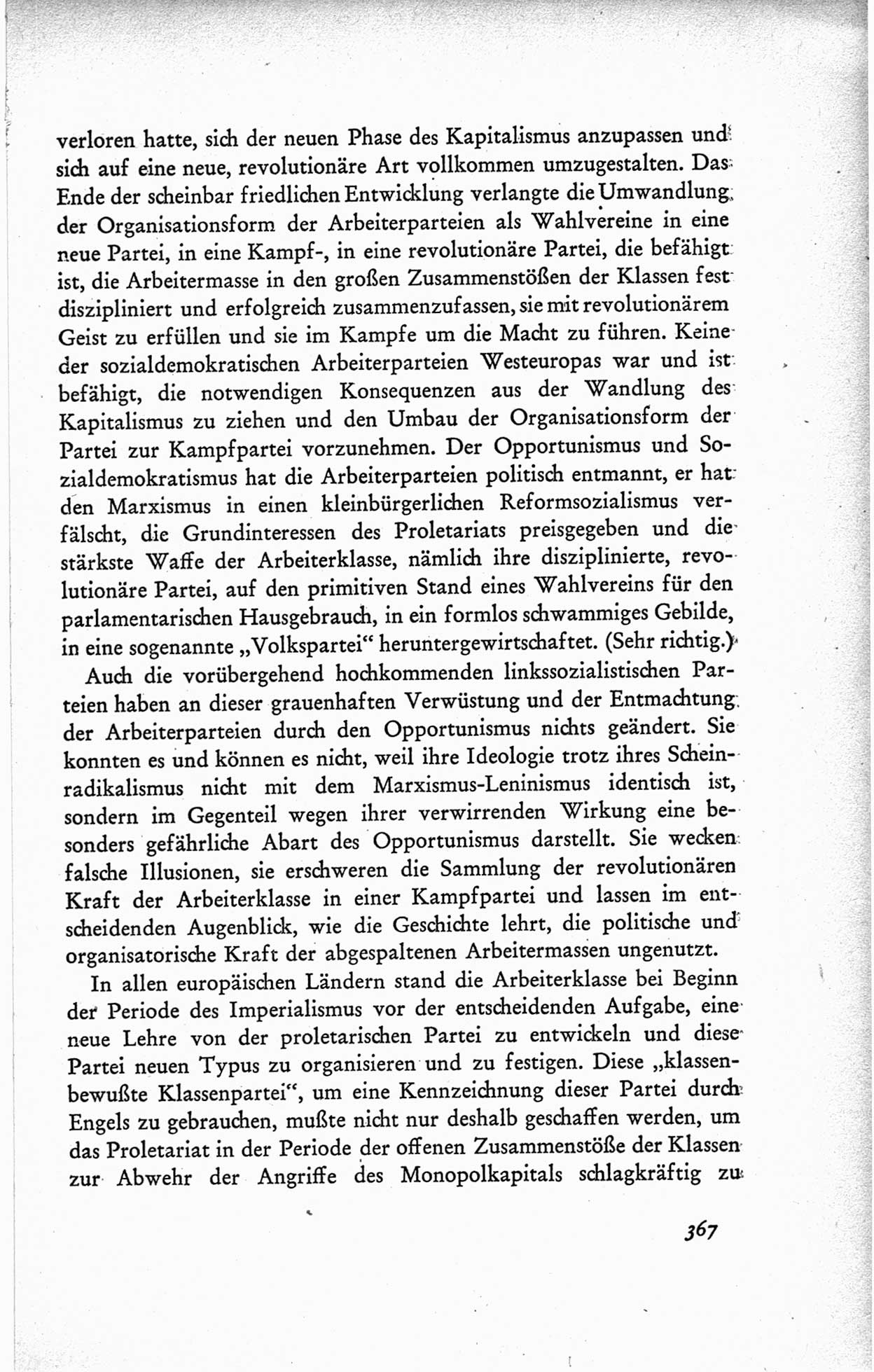 Protokoll der ersten Parteikonferenz der Sozialistischen Einheitspartei Deutschlands (SED) [Sowjetische Besatzungszone (SBZ) Deutschlands] vom 25. bis 28. Januar 1949 im Hause der Deutschen Wirtschaftskommission zu Berlin, Seite 367 (Prot. 1. PK SED SBZ Dtl. 1949, S. 367)