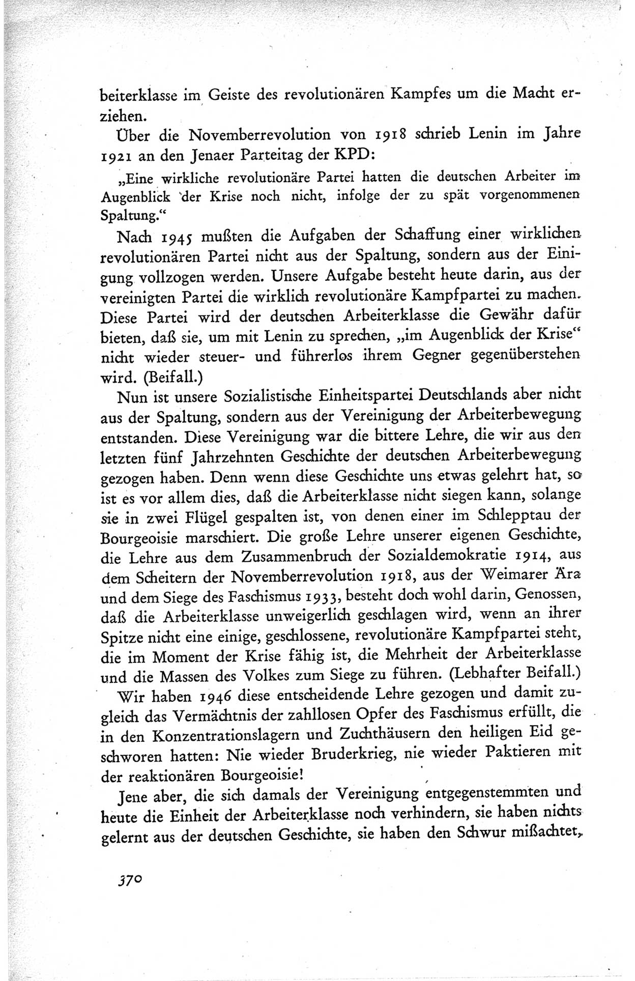 Protokoll der ersten Parteikonferenz der Sozialistischen Einheitspartei Deutschlands (SED) [Sowjetische Besatzungszone (SBZ) Deutschlands] vom 25. bis 28. Januar 1949 im Hause der Deutschen Wirtschaftskommission zu Berlin, Seite 370 (Prot. 1. PK SED SBZ Dtl. 1949, S. 370)