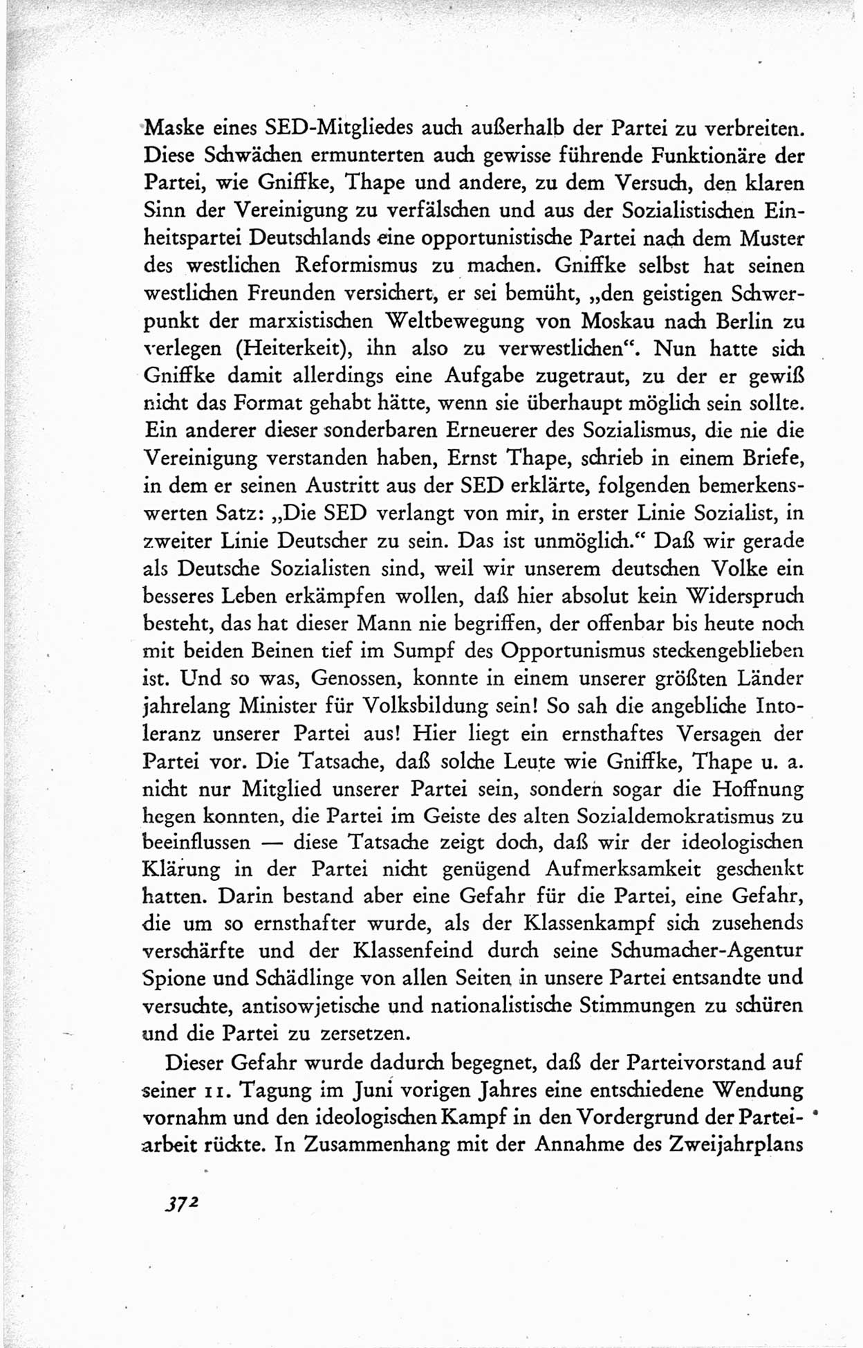 Protokoll der ersten Parteikonferenz der Sozialistischen Einheitspartei Deutschlands (SED) [Sowjetische Besatzungszone (SBZ) Deutschlands] vom 25. bis 28. Januar 1949 im Hause der Deutschen Wirtschaftskommission zu Berlin, Seite 372 (Prot. 1. PK SED SBZ Dtl. 1949, S. 372)