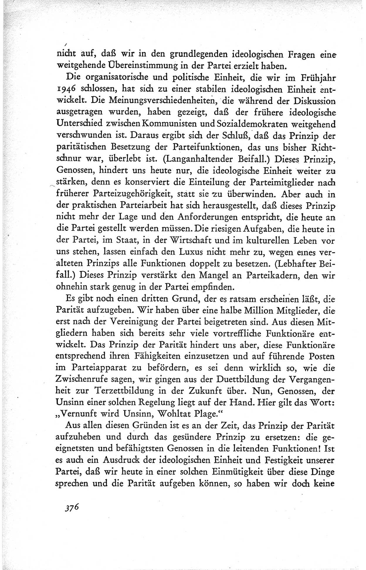 Protokoll der ersten Parteikonferenz der Sozialistischen Einheitspartei Deutschlands (SED) [Sowjetische Besatzungszone (SBZ) Deutschlands] vom 25. bis 28. Januar 1949 im Hause der Deutschen Wirtschaftskommission zu Berlin, Seite 376 (Prot. 1. PK SED SBZ Dtl. 1949, S. 376)