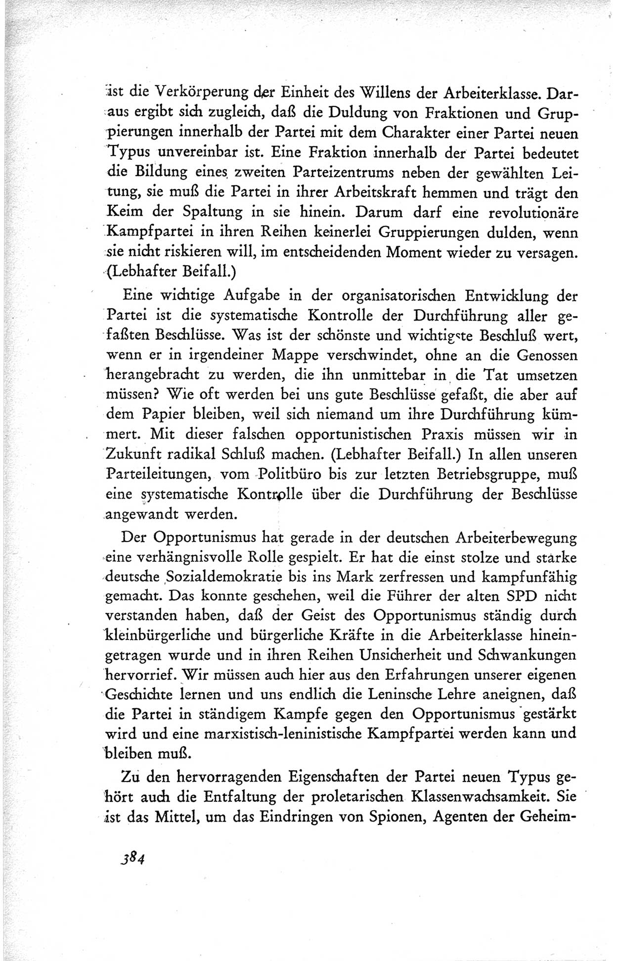 Protokoll der ersten Parteikonferenz der Sozialistischen Einheitspartei Deutschlands (SED) [Sowjetische Besatzungszone (SBZ) Deutschlands] vom 25. bis 28. Januar 1949 im Hause der Deutschen Wirtschaftskommission zu Berlin, Seite 384 (Prot. 1. PK SED SBZ Dtl. 1949, S. 384)