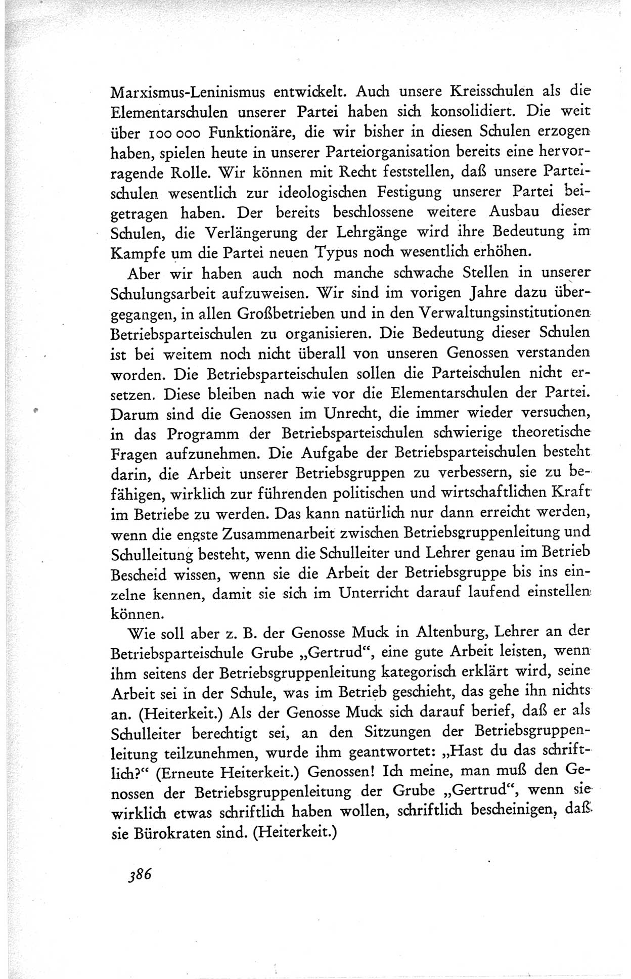 Protokoll der ersten Parteikonferenz der Sozialistischen Einheitspartei Deutschlands (SED) [Sowjetische Besatzungszone (SBZ) Deutschlands] vom 25. bis 28. Januar 1949 im Hause der Deutschen Wirtschaftskommission zu Berlin, Seite 386 (Prot. 1. PK SED SBZ Dtl. 1949, S. 386)