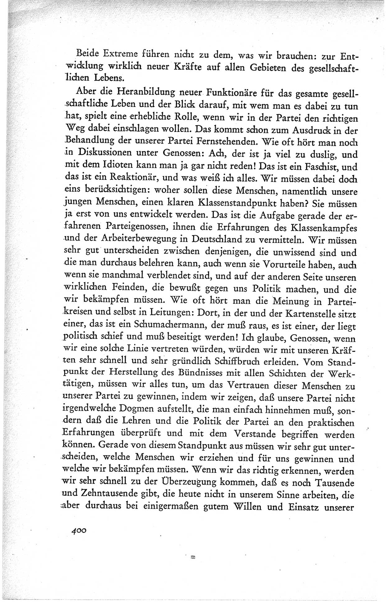 Protokoll der ersten Parteikonferenz der Sozialistischen Einheitspartei Deutschlands (SED) [Sowjetische Besatzungszone (SBZ) Deutschlands] vom 25. bis 28. Januar 1949 im Hause der Deutschen Wirtschaftskommission zu Berlin, Seite 400 (Prot. 1. PK SED SBZ Dtl. 1949, S. 400)