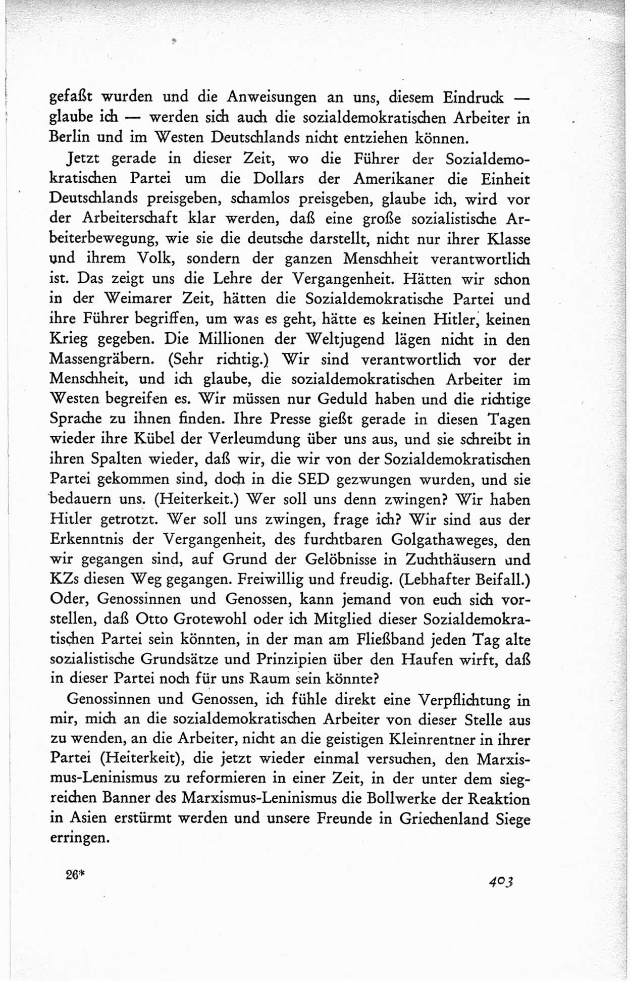 Protokoll der ersten Parteikonferenz der Sozialistischen Einheitspartei Deutschlands (SED) [Sowjetische Besatzungszone (SBZ) Deutschlands] vom 25. bis 28. Januar 1949 im Hause der Deutschen Wirtschaftskommission zu Berlin, Seite 403 (Prot. 1. PK SED SBZ Dtl. 1949, S. 403)