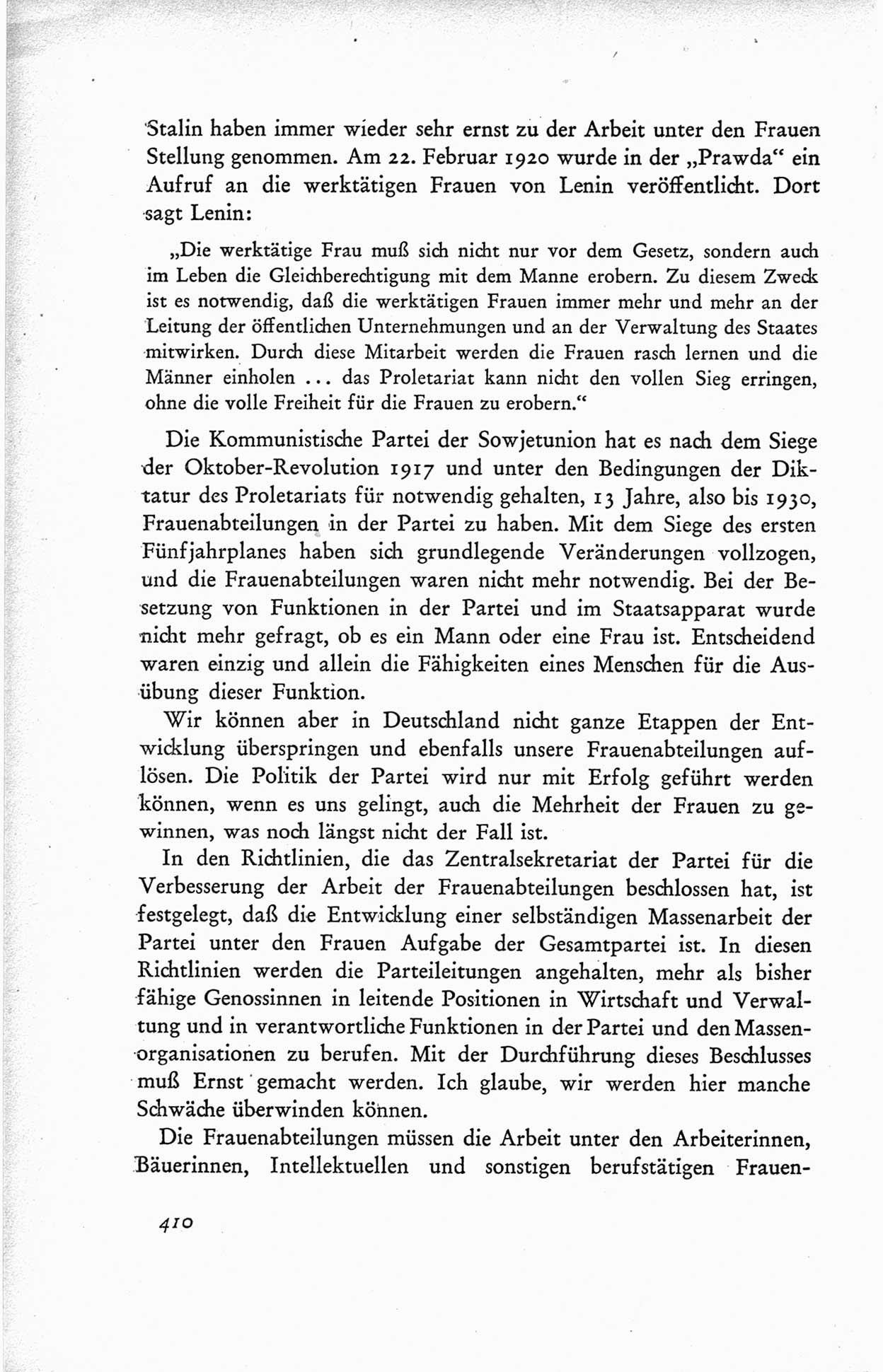 Protokoll der ersten Parteikonferenz der Sozialistischen Einheitspartei Deutschlands (SED) [Sowjetische Besatzungszone (SBZ) Deutschlands] vom 25. bis 28. Januar 1949 im Hause der Deutschen Wirtschaftskommission zu Berlin, Seite 410 (Prot. 1. PK SED SBZ Dtl. 1949, S. 410)