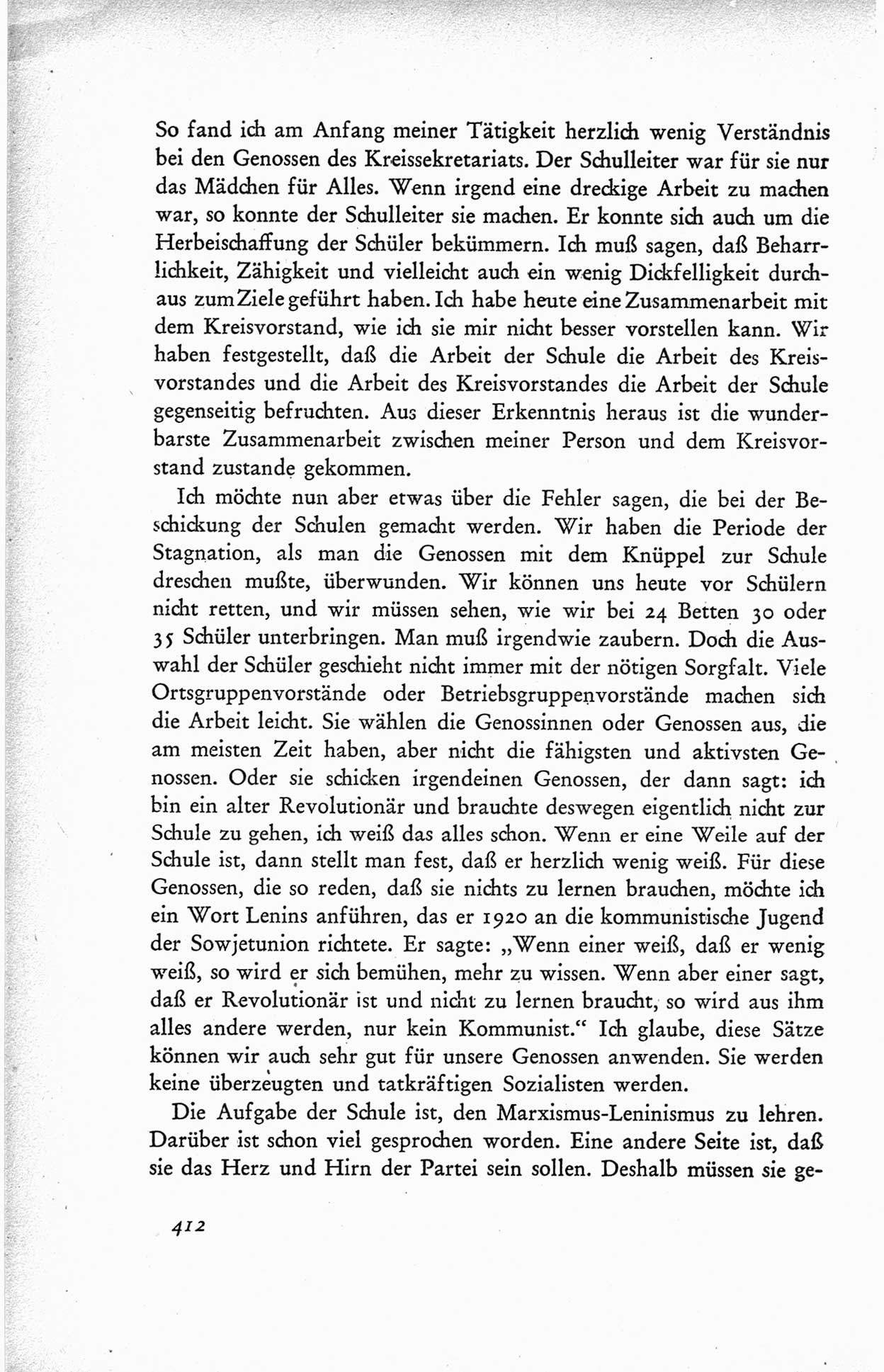 Protokoll der ersten Parteikonferenz der Sozialistischen Einheitspartei Deutschlands (SED) [Sowjetische Besatzungszone (SBZ) Deutschlands] vom 25. bis 28. Januar 1949 im Hause der Deutschen Wirtschaftskommission zu Berlin, Seite 412 (Prot. 1. PK SED SBZ Dtl. 1949, S. 412)