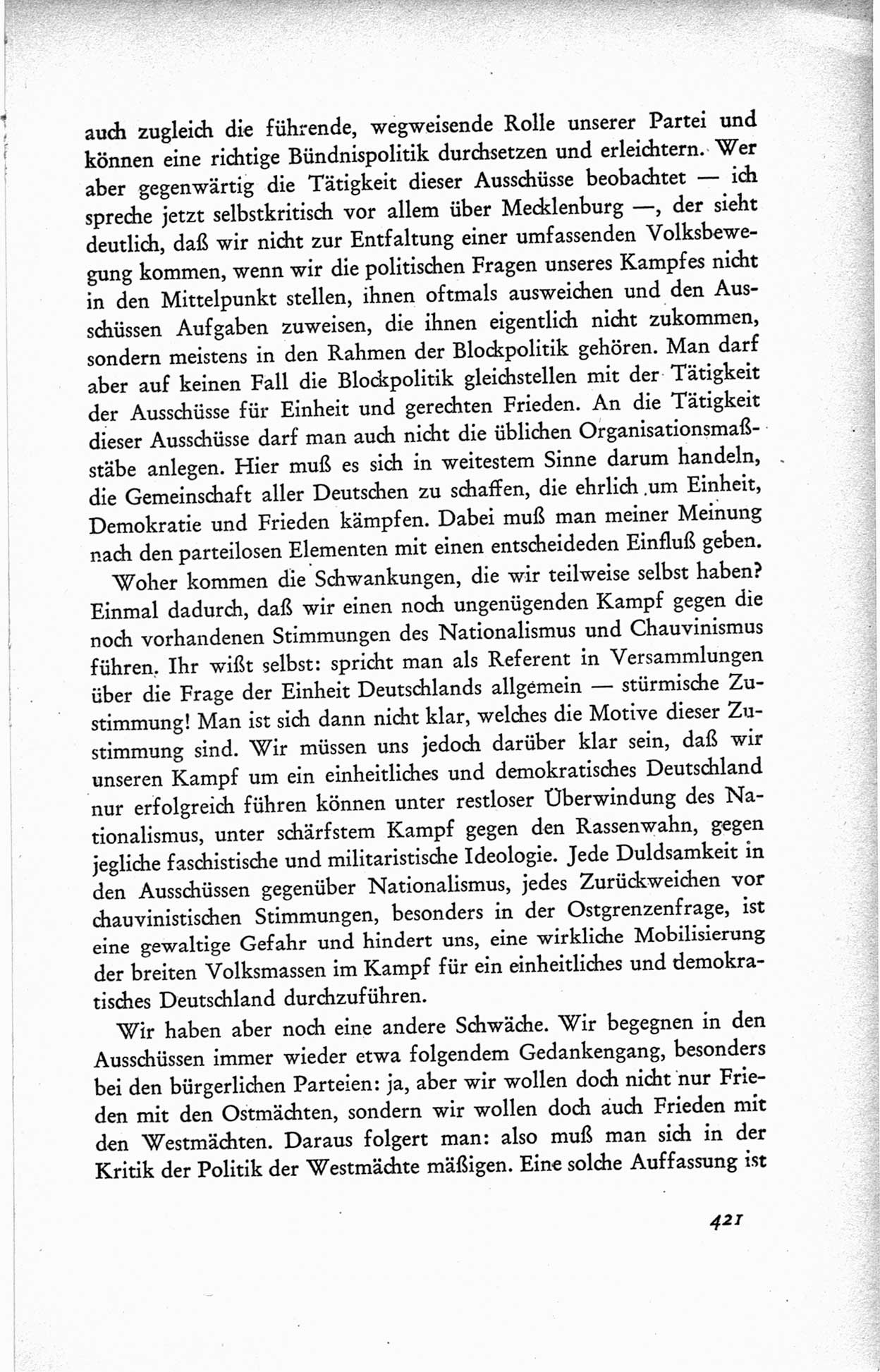 Protokoll der ersten Parteikonferenz der Sozialistischen Einheitspartei Deutschlands (SED) [Sowjetische Besatzungszone (SBZ) Deutschlands] vom 25. bis 28. Januar 1949 im Hause der Deutschen Wirtschaftskommission zu Berlin, Seite 421 (Prot. 1. PK SED SBZ Dtl. 1949, S. 421)