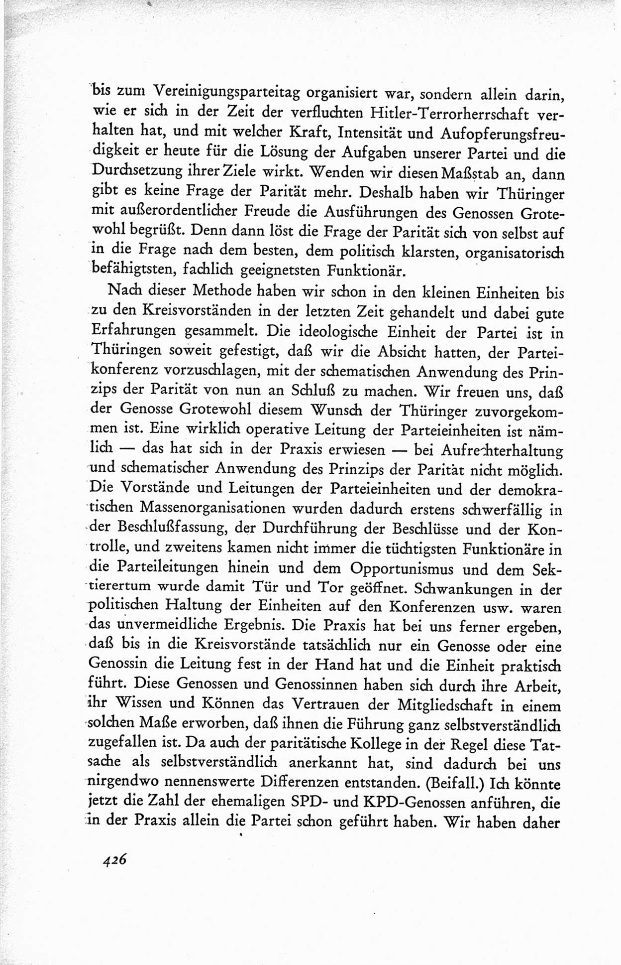 Protokoll der ersten Parteikonferenz der Sozialistischen Einheitspartei Deutschlands (SED) [Sowjetische Besatzungszone (SBZ) Deutschlands] vom 25. bis 28. Januar 1949 im Hause der Deutschen Wirtschaftskommission zu Berlin, Seite 426 (Prot. 1. PK SED SBZ Dtl. 1949, S. 426)