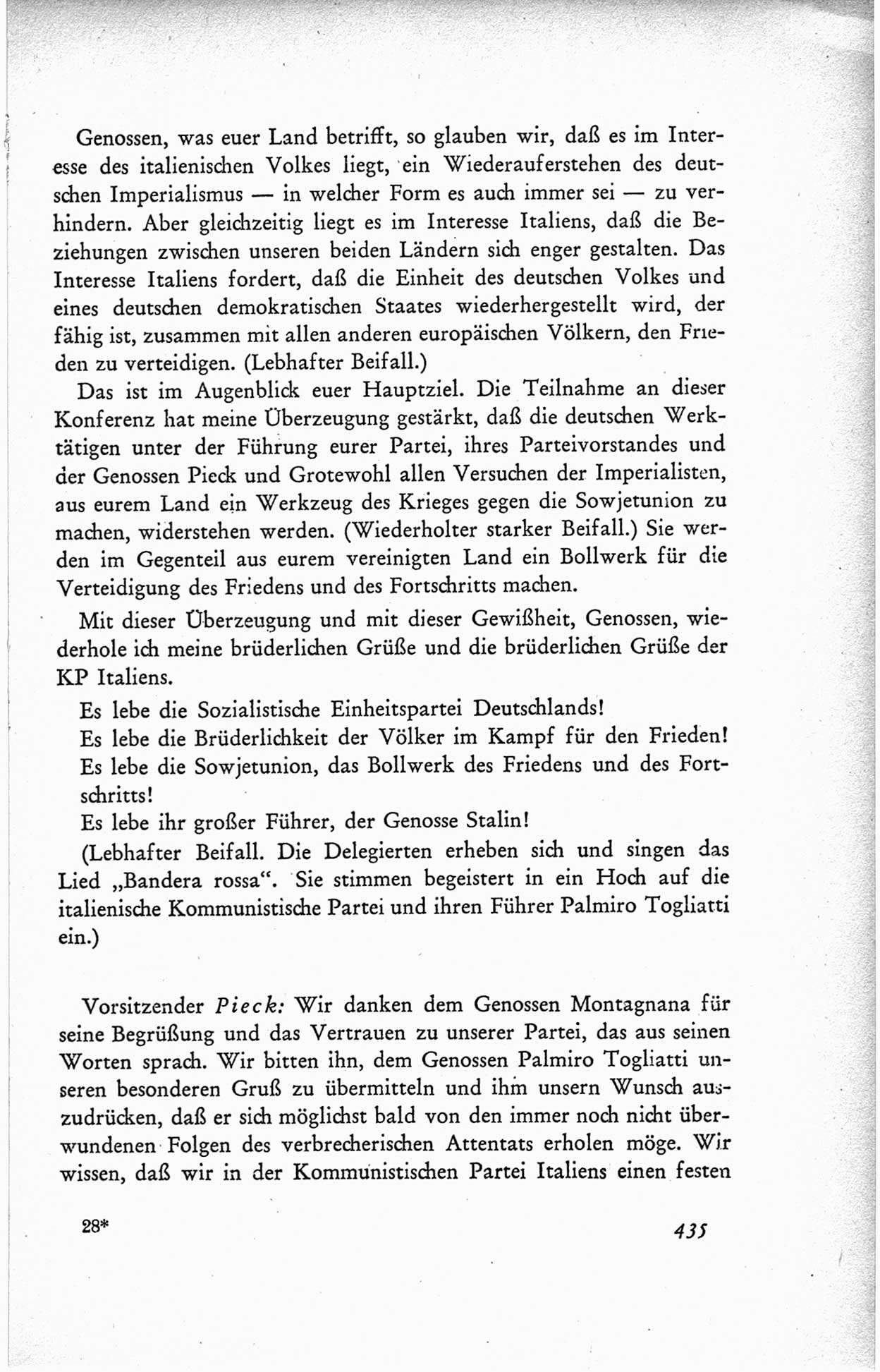 Protokoll der ersten Parteikonferenz der Sozialistischen Einheitspartei Deutschlands (SED) [Sowjetische Besatzungszone (SBZ) Deutschlands] vom 25. bis 28. Januar 1949 im Hause der Deutschen Wirtschaftskommission zu Berlin, Seite 435 (Prot. 1. PK SED SBZ Dtl. 1949, S. 435)