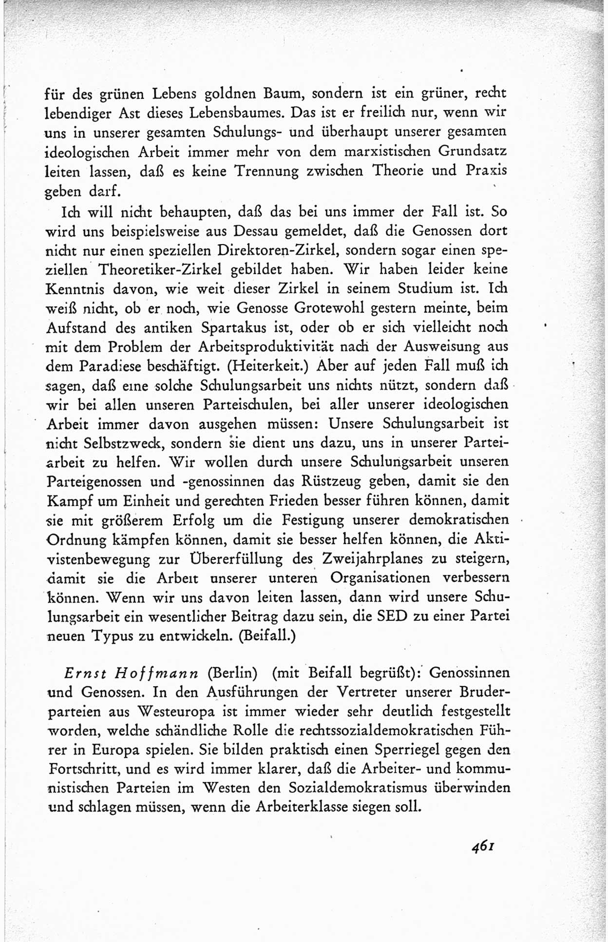 Protokoll der ersten Parteikonferenz der Sozialistischen Einheitspartei Deutschlands (SED) [Sowjetische Besatzungszone (SBZ) Deutschlands] vom 25. bis 28. Januar 1949 im Hause der Deutschen Wirtschaftskommission zu Berlin, Seite 461 (Prot. 1. PK SED SBZ Dtl. 1949, S. 461)