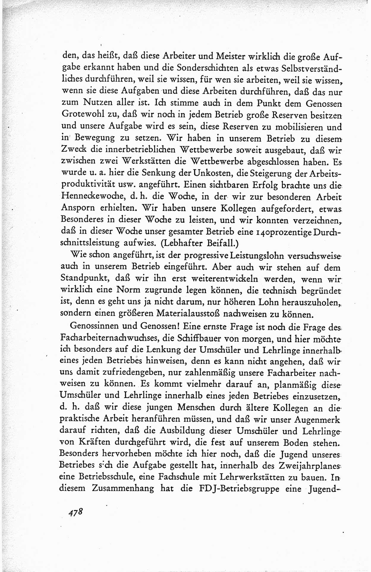 Protokoll der ersten Parteikonferenz der Sozialistischen Einheitspartei Deutschlands (SED) [Sowjetische Besatzungszone (SBZ) Deutschlands] vom 25. bis 28. Januar 1949 im Hause der Deutschen Wirtschaftskommission zu Berlin, Seite 478 (Prot. 1. PK SED SBZ Dtl. 1949, S. 478)