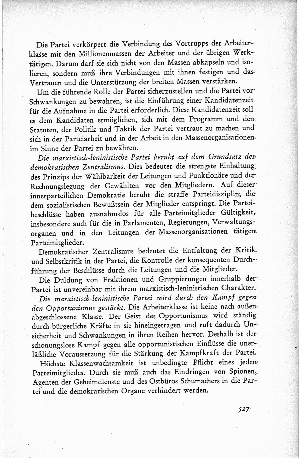 Protokoll der ersten Parteikonferenz der Sozialistischen Einheitspartei Deutschlands (SED) [Sowjetische Besatzungszone (SBZ) Deutschlands] vom 25. bis 28. Januar 1949 im Hause der Deutschen Wirtschaftskommission zu Berlin, Seite 527 (Prot. 1. PK SED SBZ Dtl. 1949, S. 527)