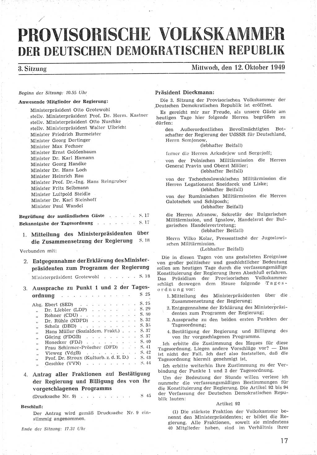 Provisorische Volkskammer (VK) der Deutschen Demokratischen Republik (DDR) 1949-1950, Dokument 29 (Prov. VK DDR 1949-1950, Dok. 29)