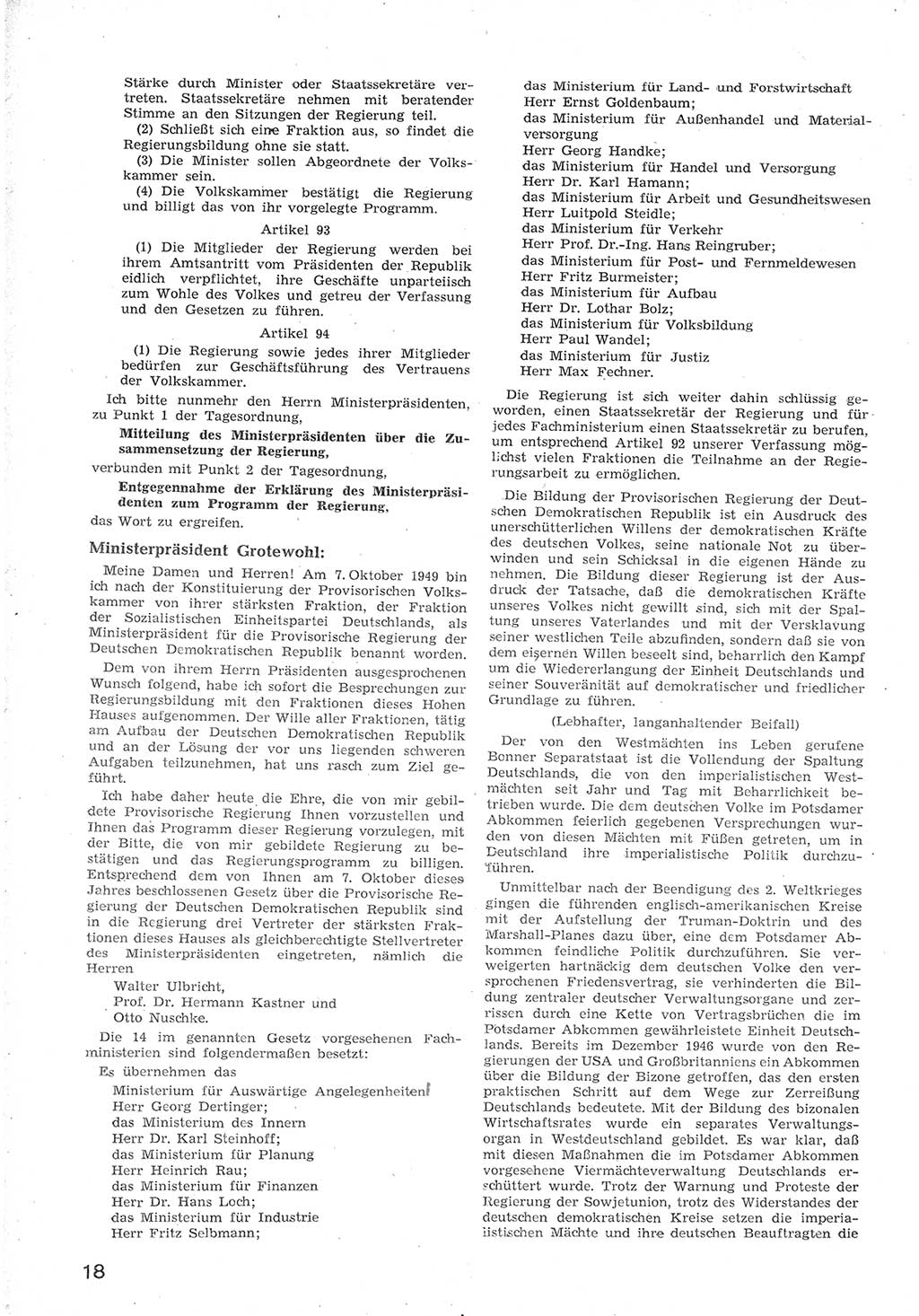 Provisorische Volkskammer (VK) der Deutschen Demokratischen Republik (DDR) 1949-1950, Dokument 30 (Prov. VK DDR 1949-1950, Dok. 30)