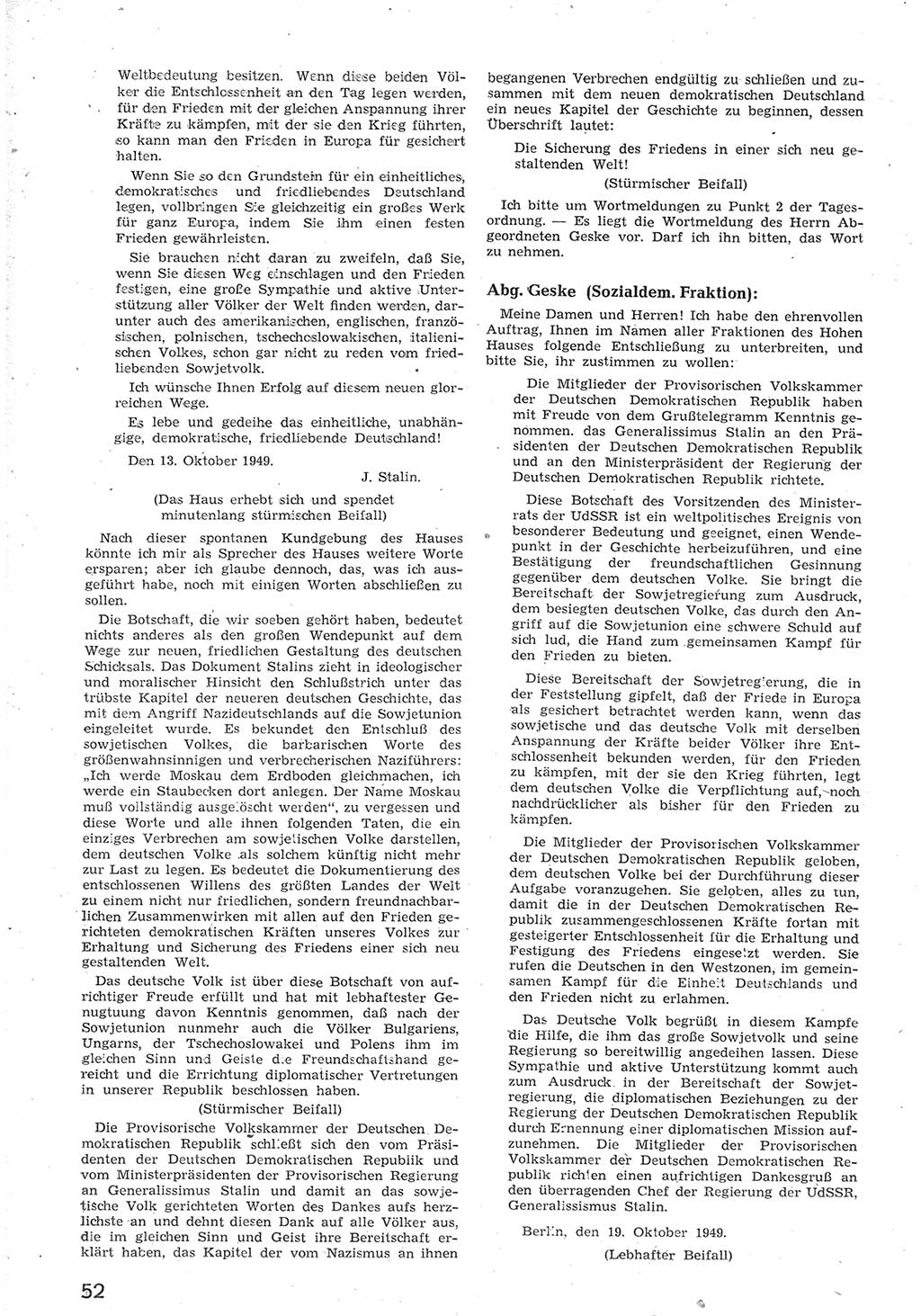 Provisorische Volkskammer (VK) der Deutschen Demokratischen Republik (DDR) 1949-1950, Dokument 64 (Prov. VK DDR 1949-1950, Dok. 64)