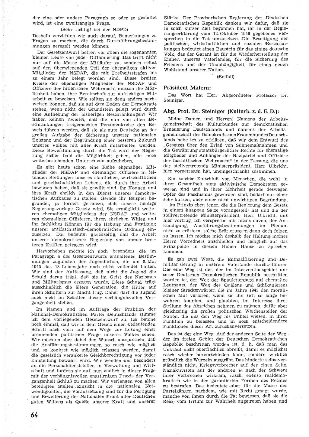 Provisorische Volkskammer (VK) der Deutschen Demokratischen Republik (DDR) 1949-1950, Dokument 76 (Prov. VK DDR 1949-1950, Dok. 76)