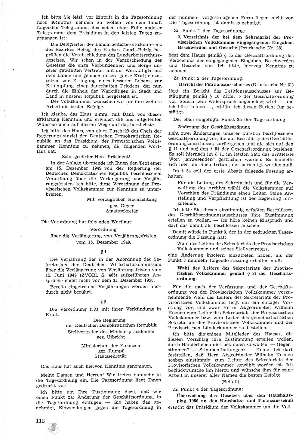 Provisorische Volkskammer (VK) der Deutschen Demokratischen Republik (DDR) 1949-1950, Dokument 124 (Prov. VK DDR 1949-1950, Dok. 124)