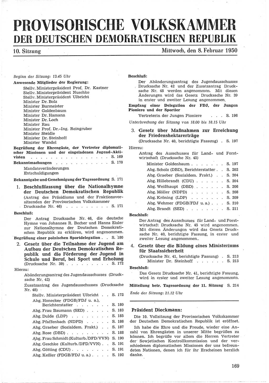 Provisorische Volkskammer (VK) der Deutschen Demokratischen Republik (DDR) 1949-1950, Dokument 181 (Prov. VK DDR 1949-1950, Dok. 181)